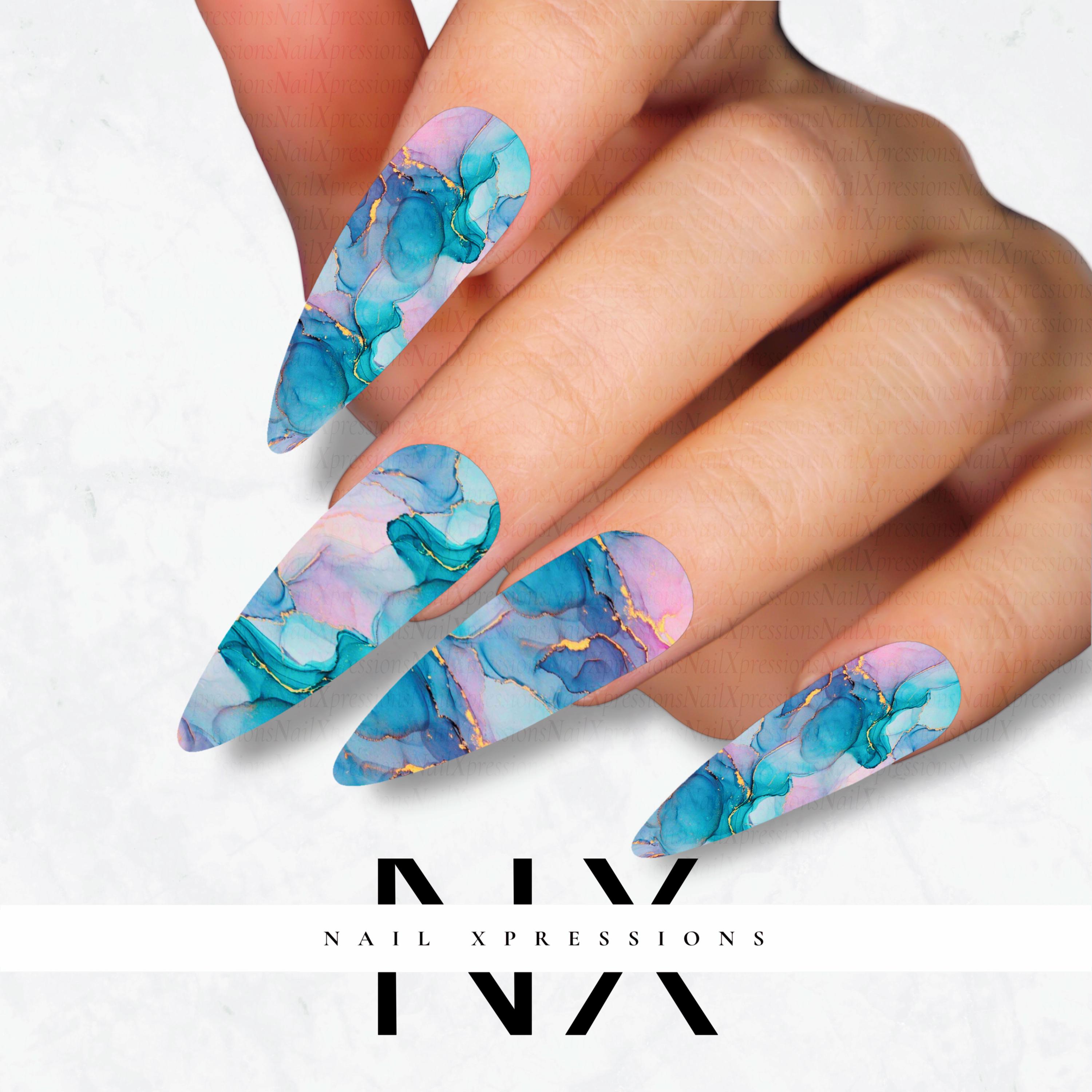 Pastel Geode Crystal Nail Decals | Nail Art Water Transfer | Nail Wraps