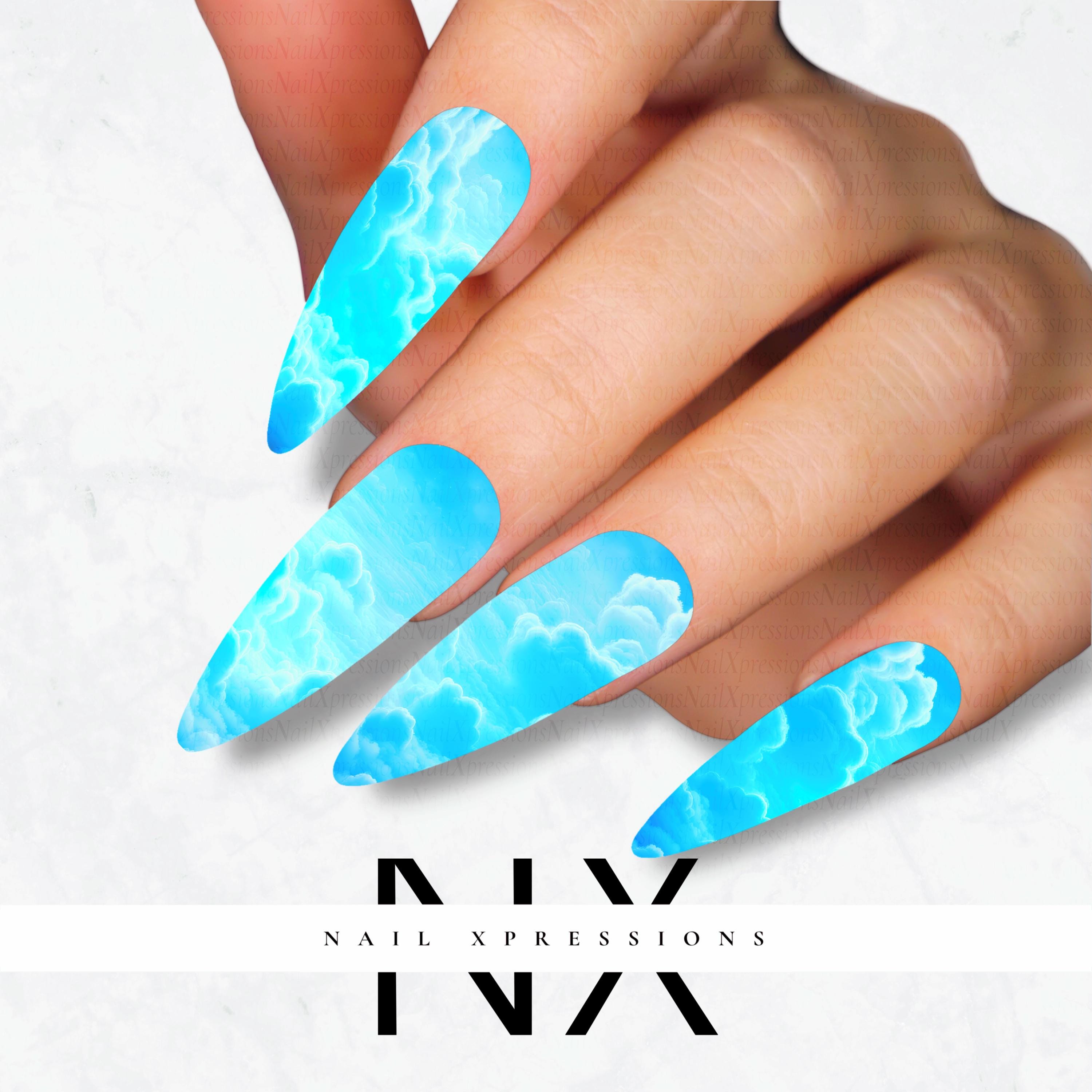 Blue Skies Nail Decals | Nail Art Water Transfer | Nail Wraps