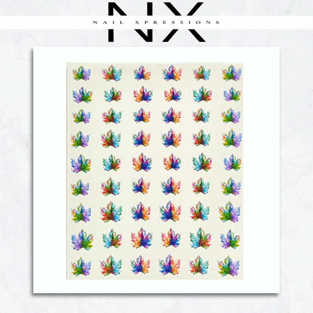 Fall Leaves Iridescent Colors Sticker | Pumpkin Fall Decals | Nail Art Decorations