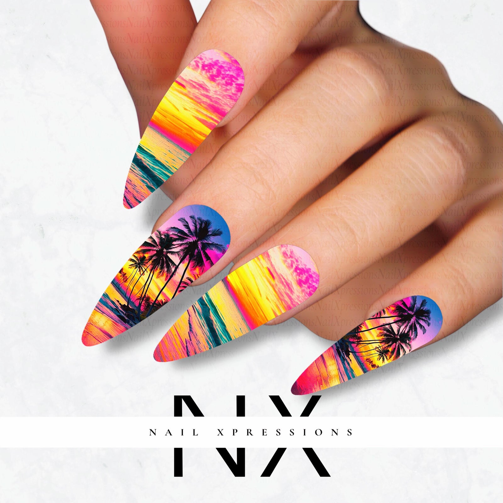 Tropical Beach Nail Decals | Nail Art Water Transfer | Nail Wraps