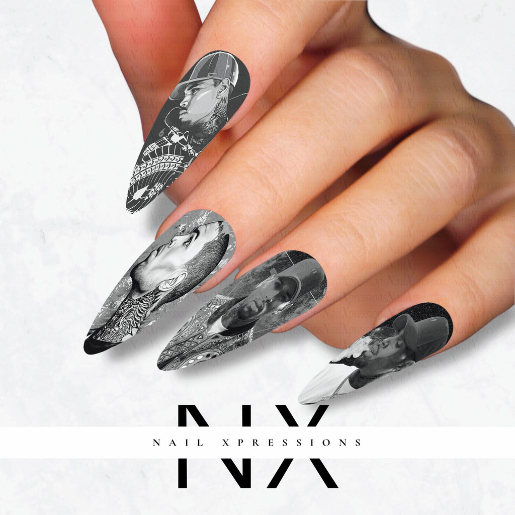 Monochrome C. Brown Nail Decals | Nail Art Water Transfer | Nail Wraps