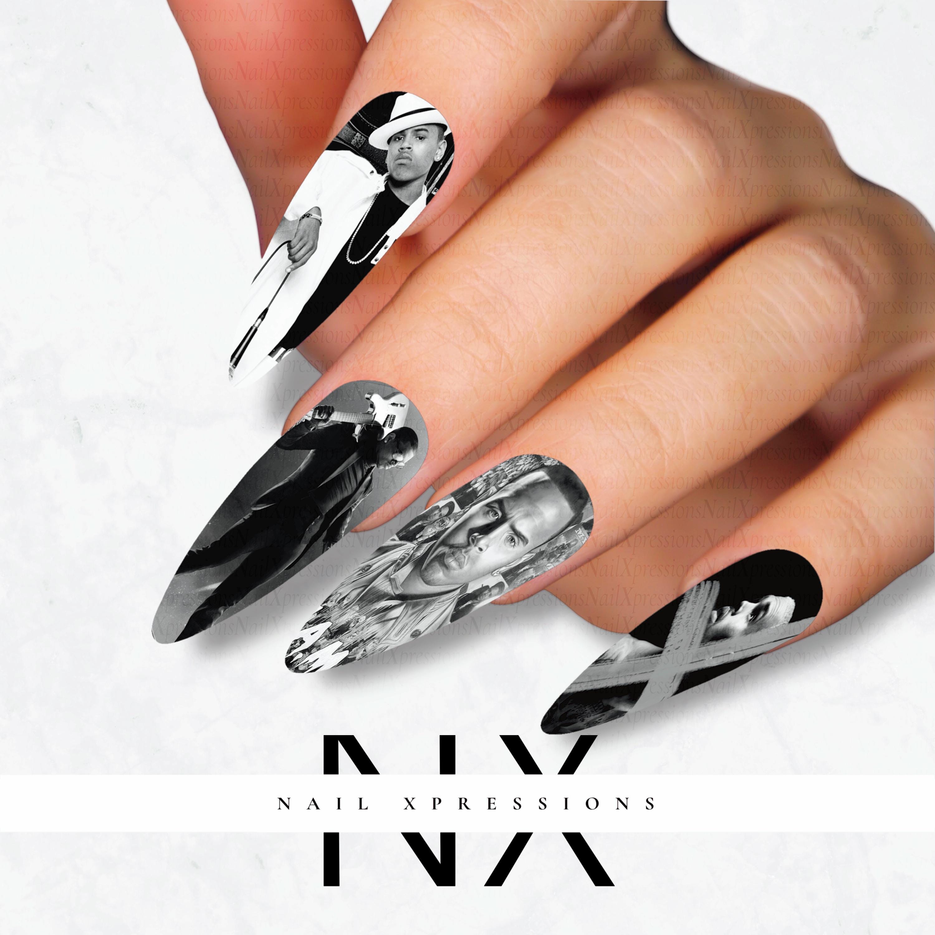Monochrome C. Brown Nail Decals | Nail Art Water Transfer | Nail Wraps