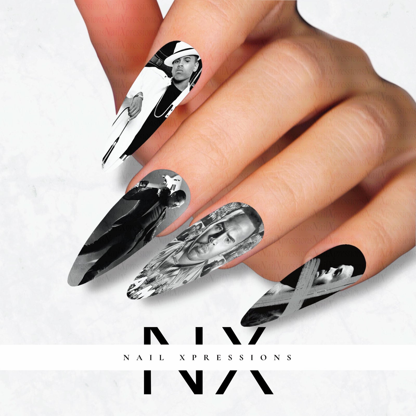 Monochrome C. Brown Nail Decals | Nail Art Water Transfer | Nail Wraps