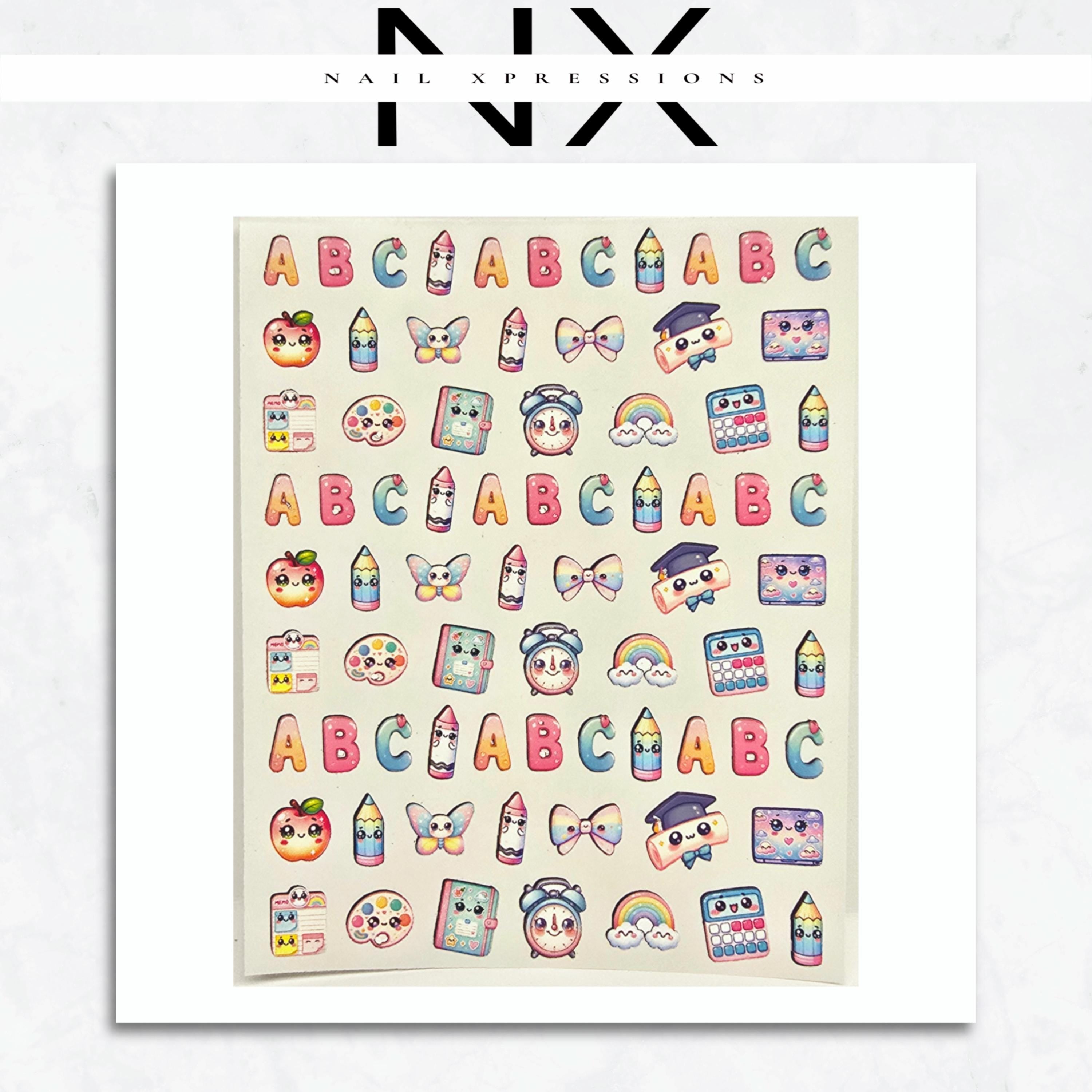 Kawaii School Vibes Nail Stickers | Nail Decals | Nail Art Decorations