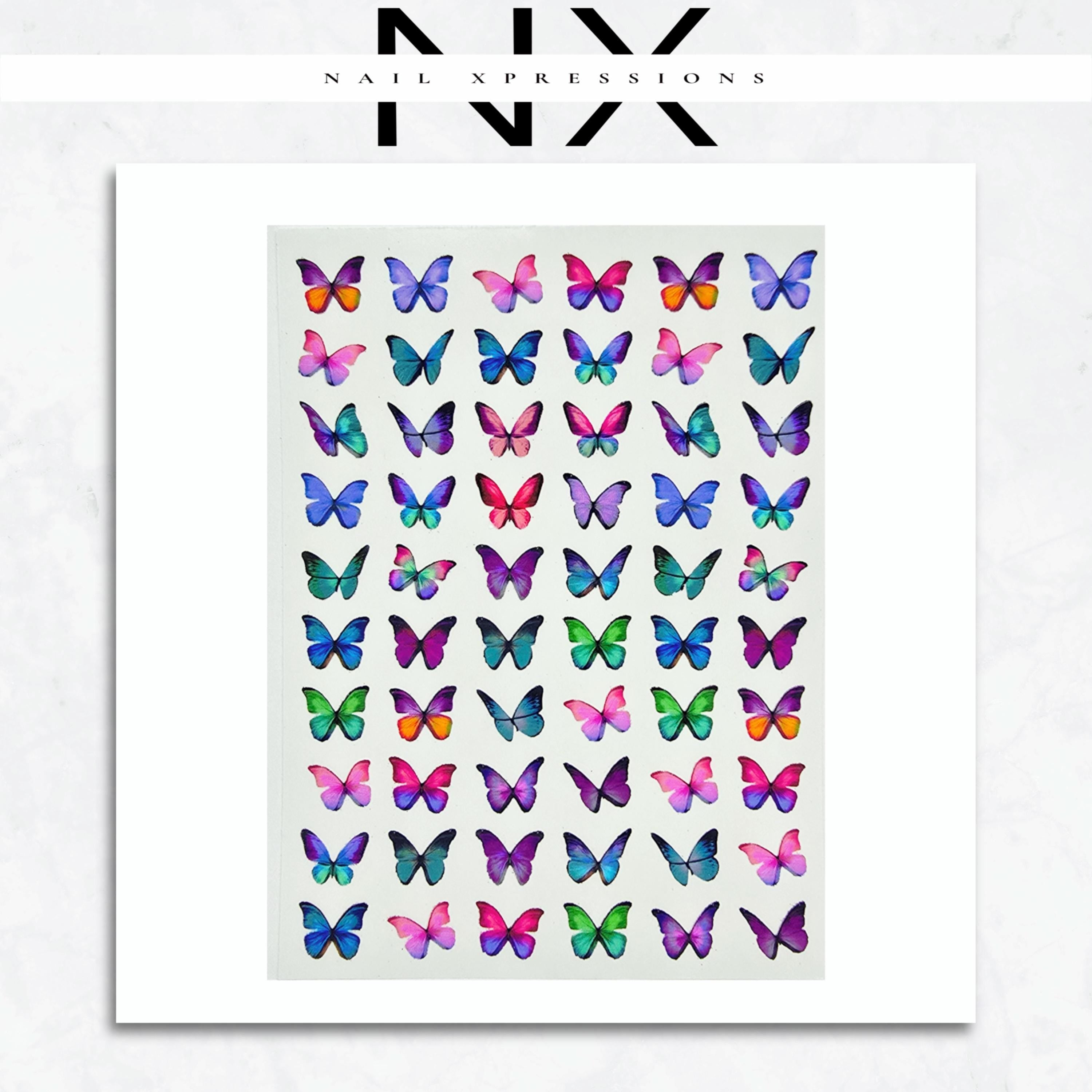 Colorful Butterfly Garden Nail Art Stickers | Water Nail Decals | Clear Nail Stickers