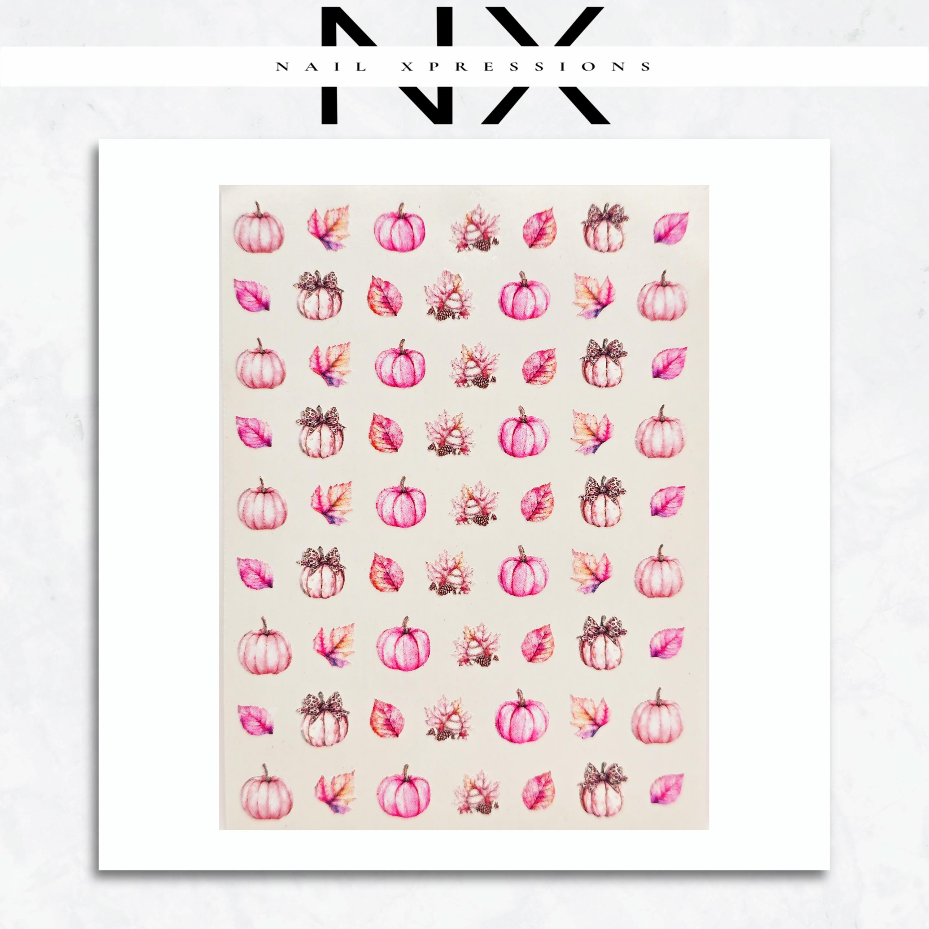 Pink Fall Leaves Nail Art Stickers | Pumpkin Pink Fall Decals | Nail Art Decorations