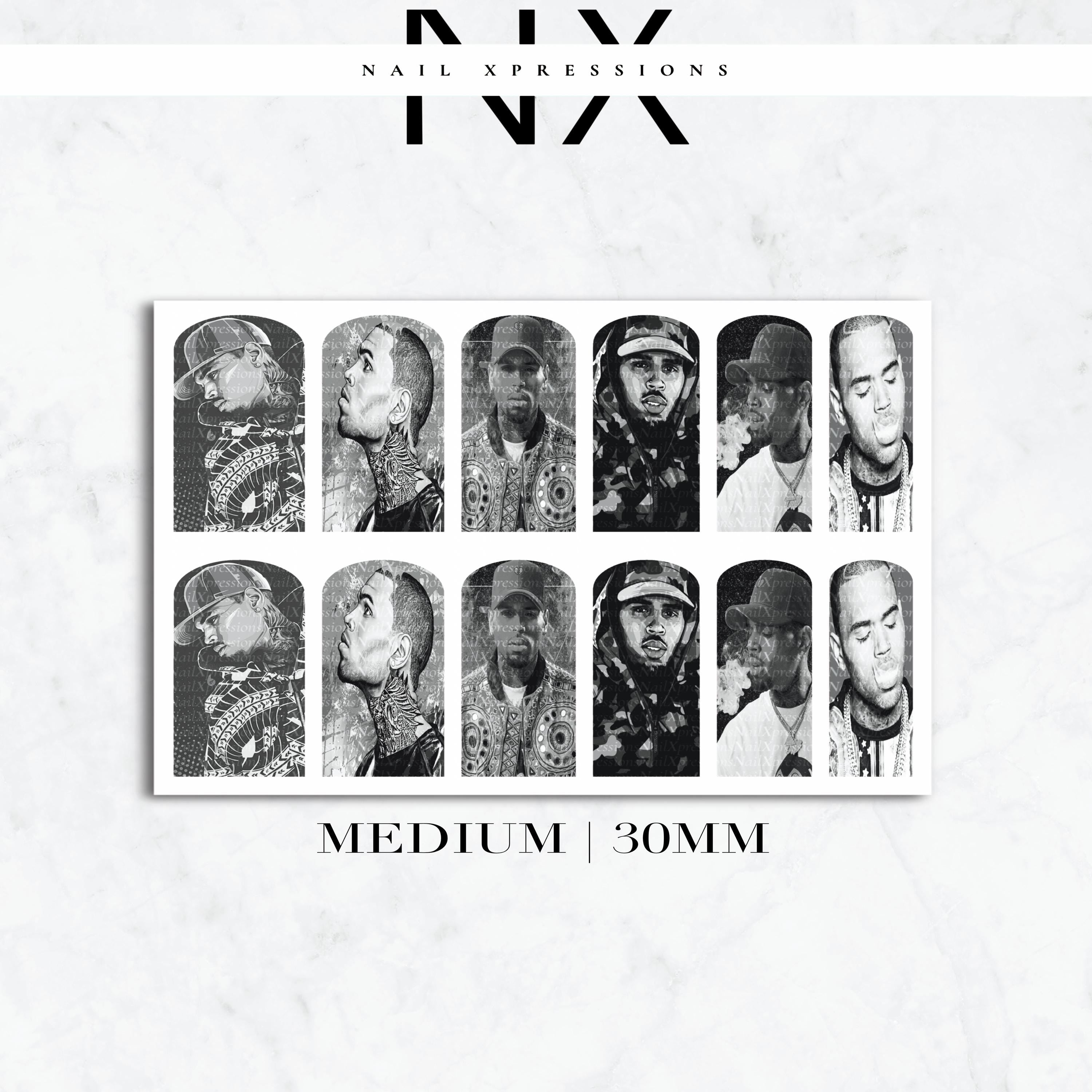 Monochrome C. Brown Nail Decals | Nail Art Water Transfer | Nail Wraps