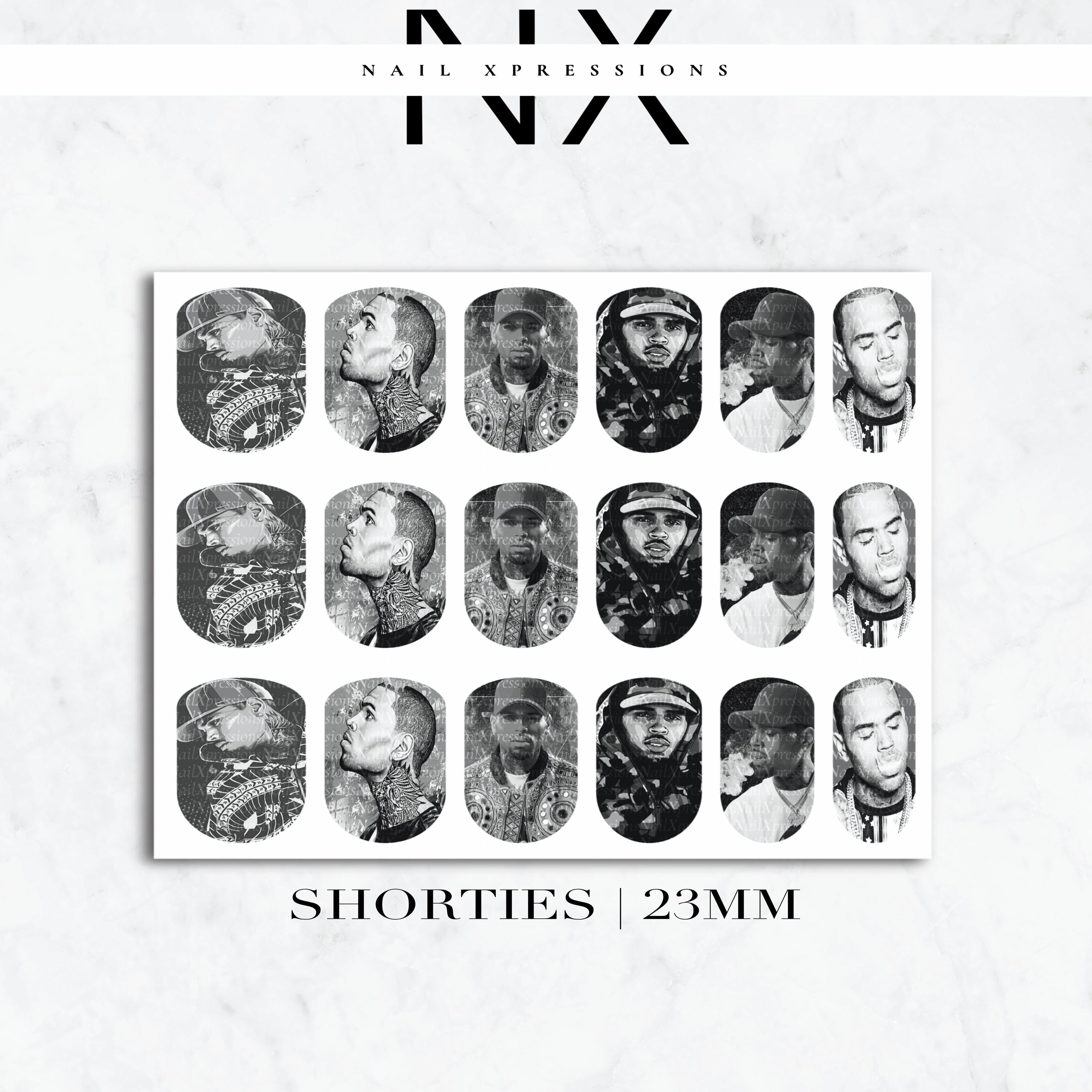 Monochrome C. Brown Nail Decals | Nail Art Water Transfer | Nail Wraps