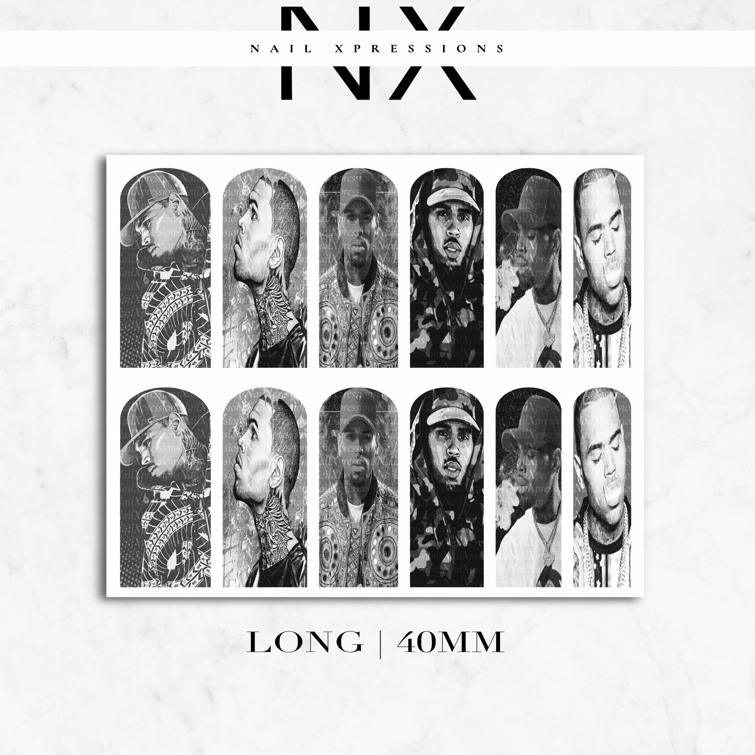 Monochrome C. Brown Nail Decals | Nail Art Water Transfer | Nail Wraps