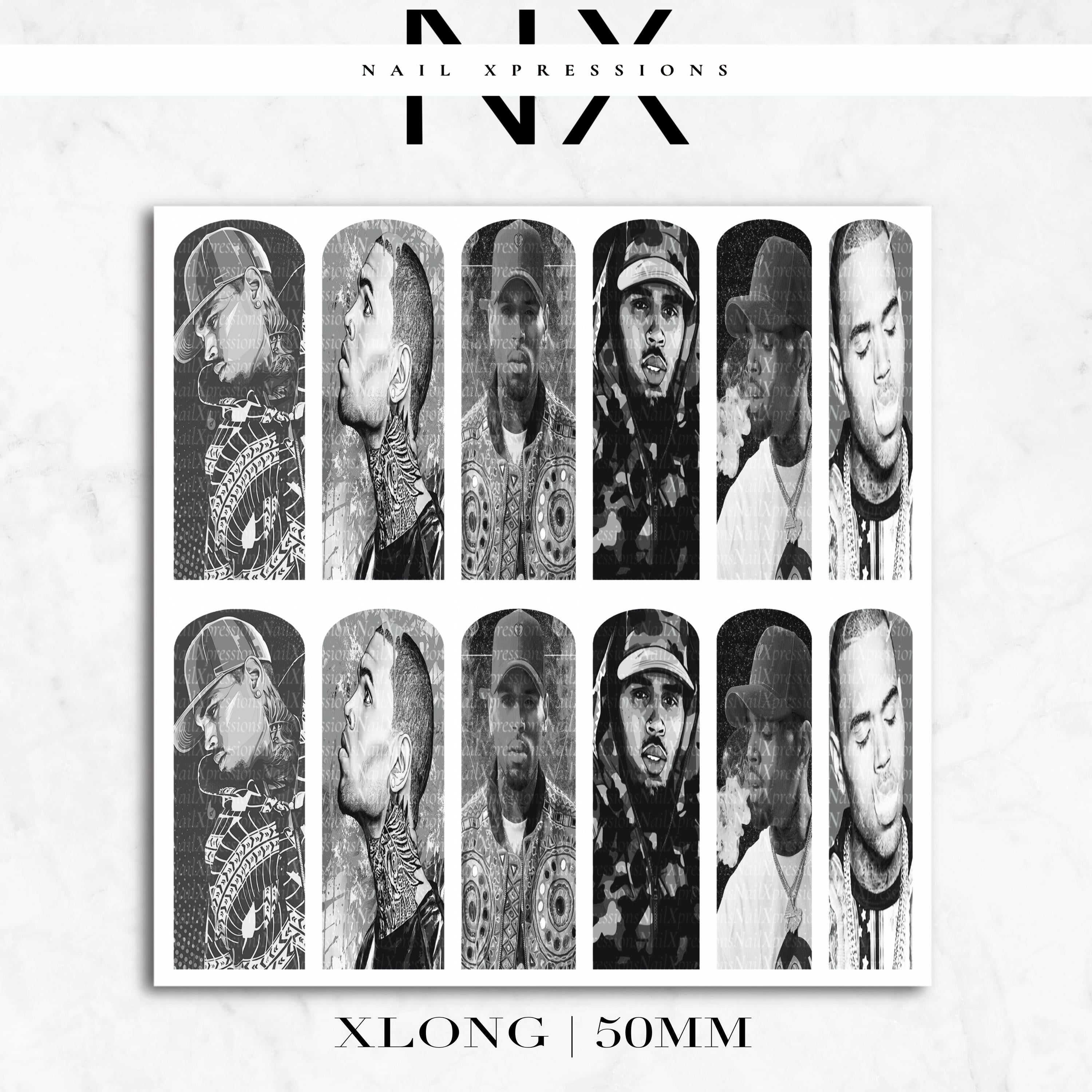 Monochrome C. Brown Nail Decals | Nail Art Water Transfer | Nail Wraps