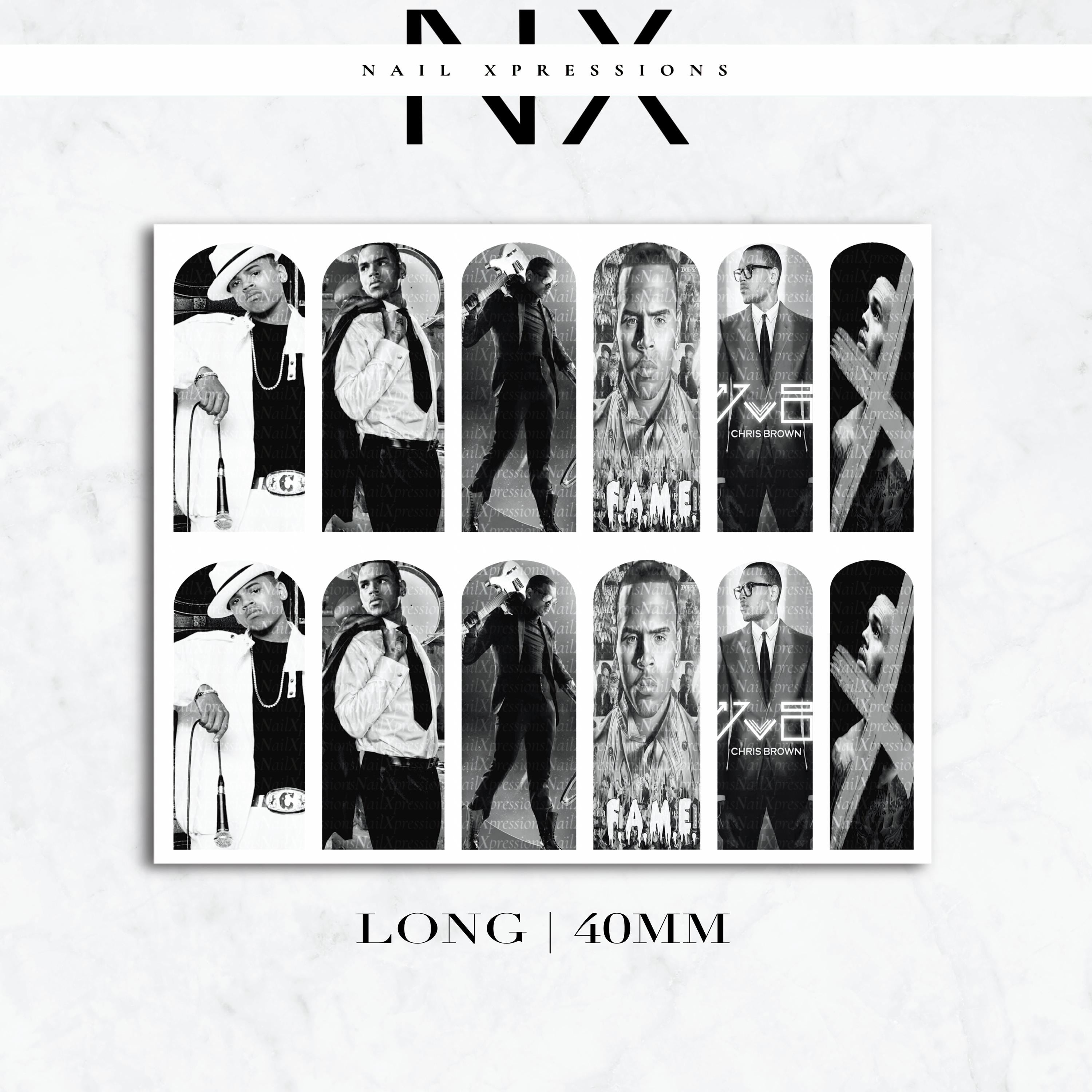 Monochrome C. Brown Nail Decals | Nail Art Water Transfer | Nail Wraps