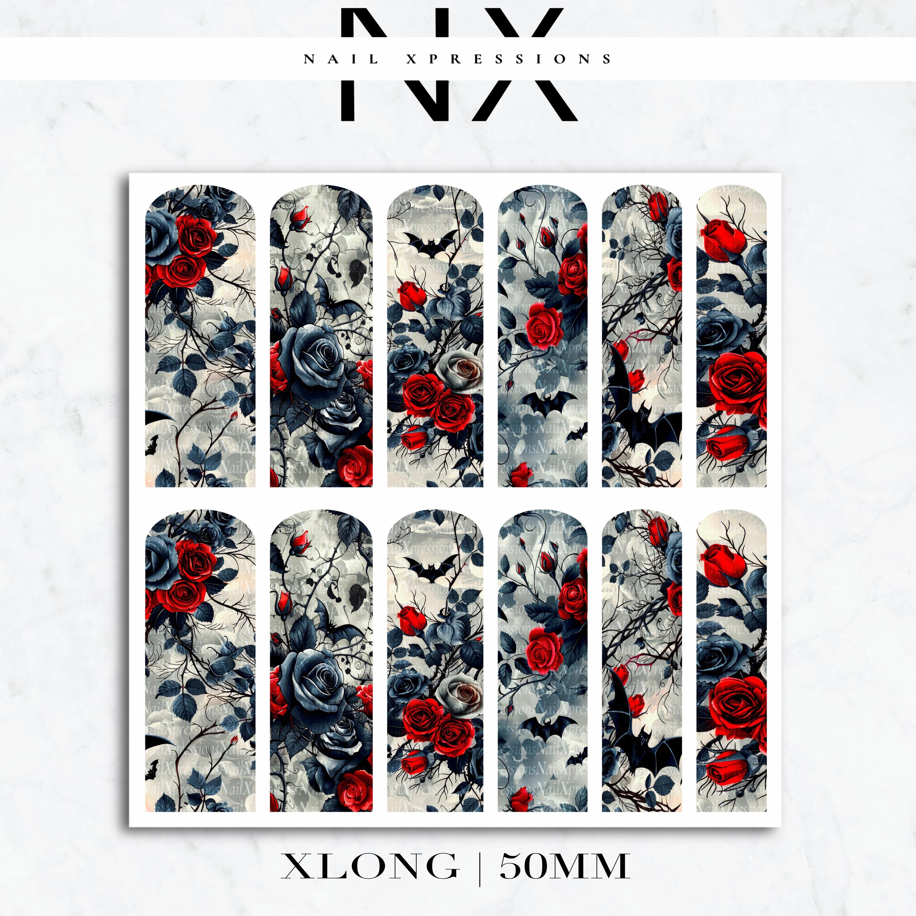 Dark Roses and Spider Web Decals | Nail Art Water Transfer | Nail Wraps