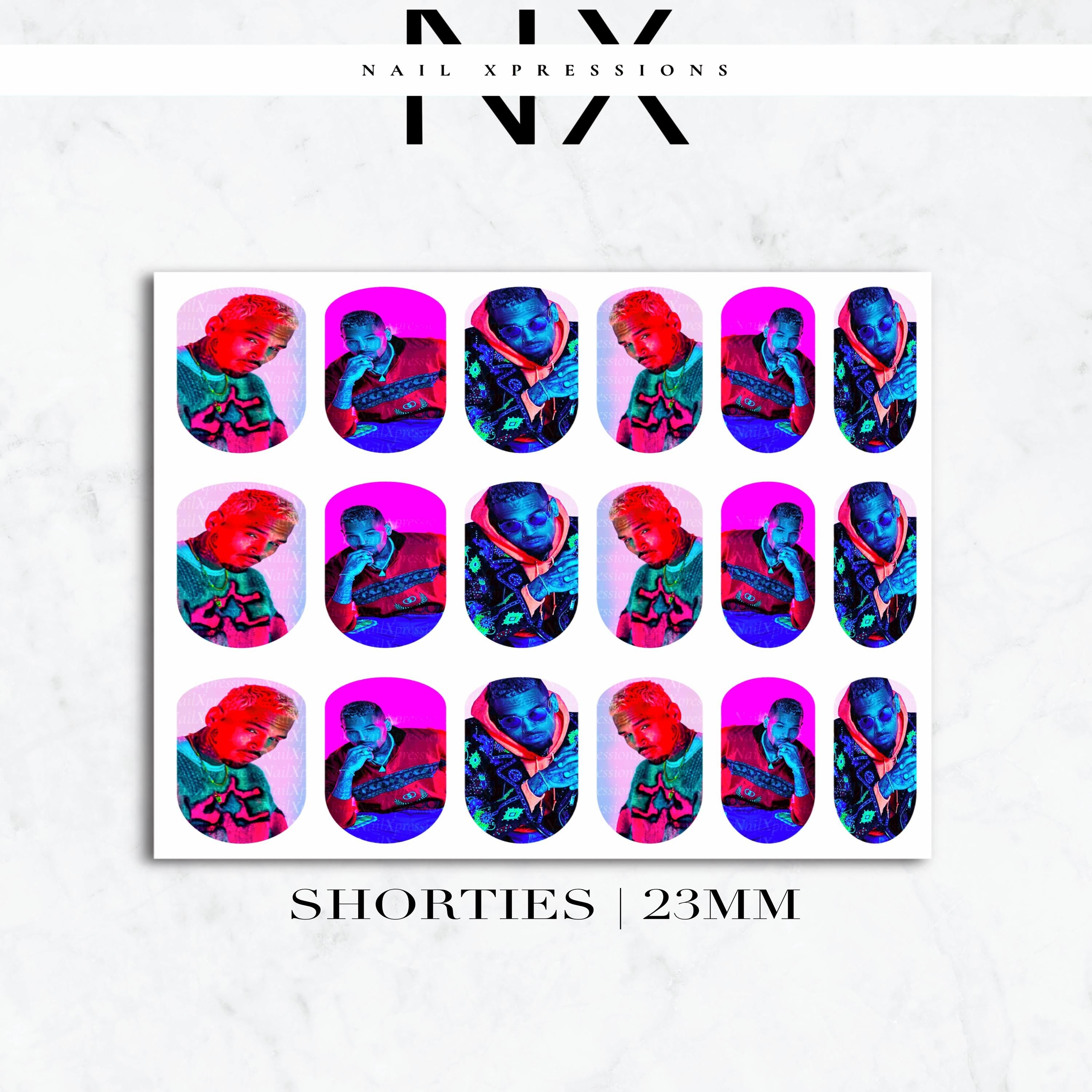 Pink Chris Breezy Brown Nail Decals | Nail Art Water Transfer | Nail Wraps