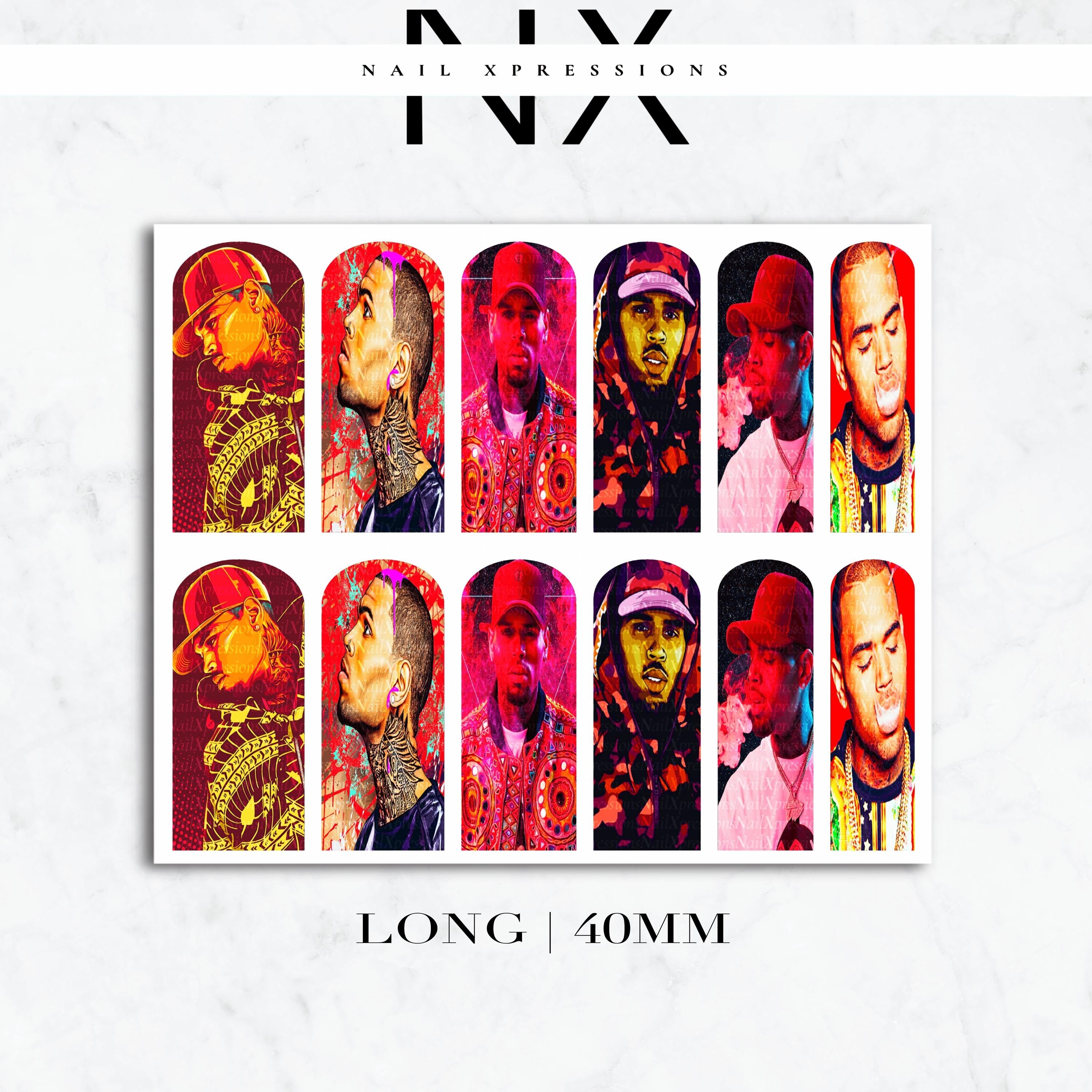Chris B. Breezy Nail Decals | Nail Art Water Transfer | Nail Wraps