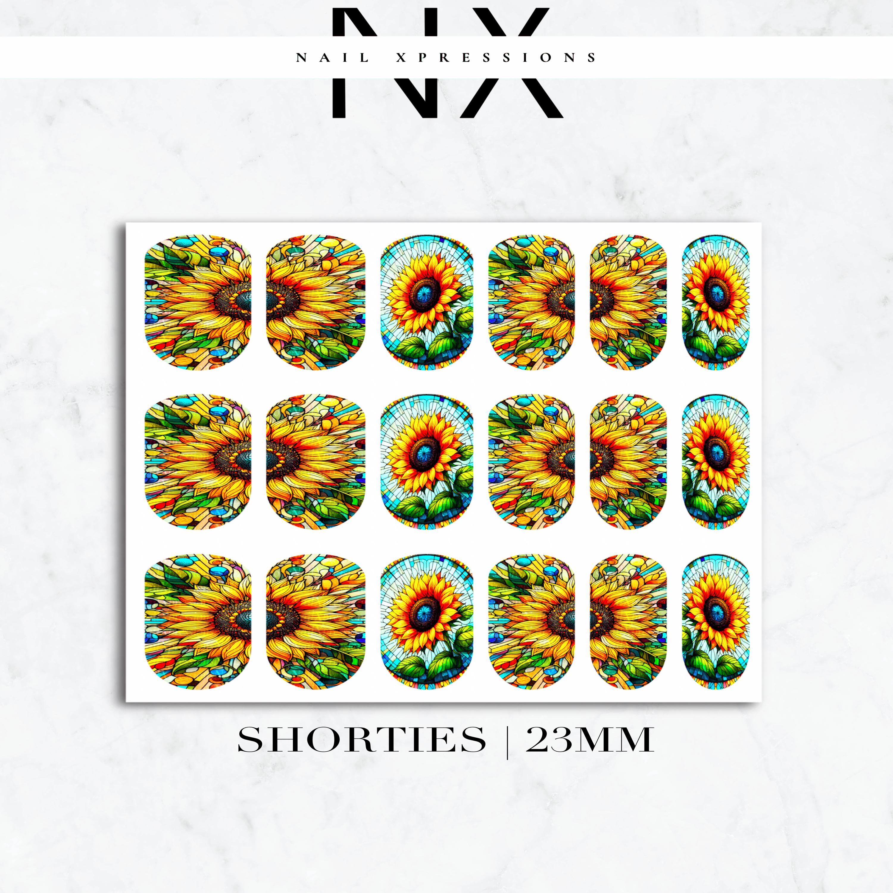 Stained Glass Sunflower Nail Decals | Nail Art Water Transfer | Nail Wraps