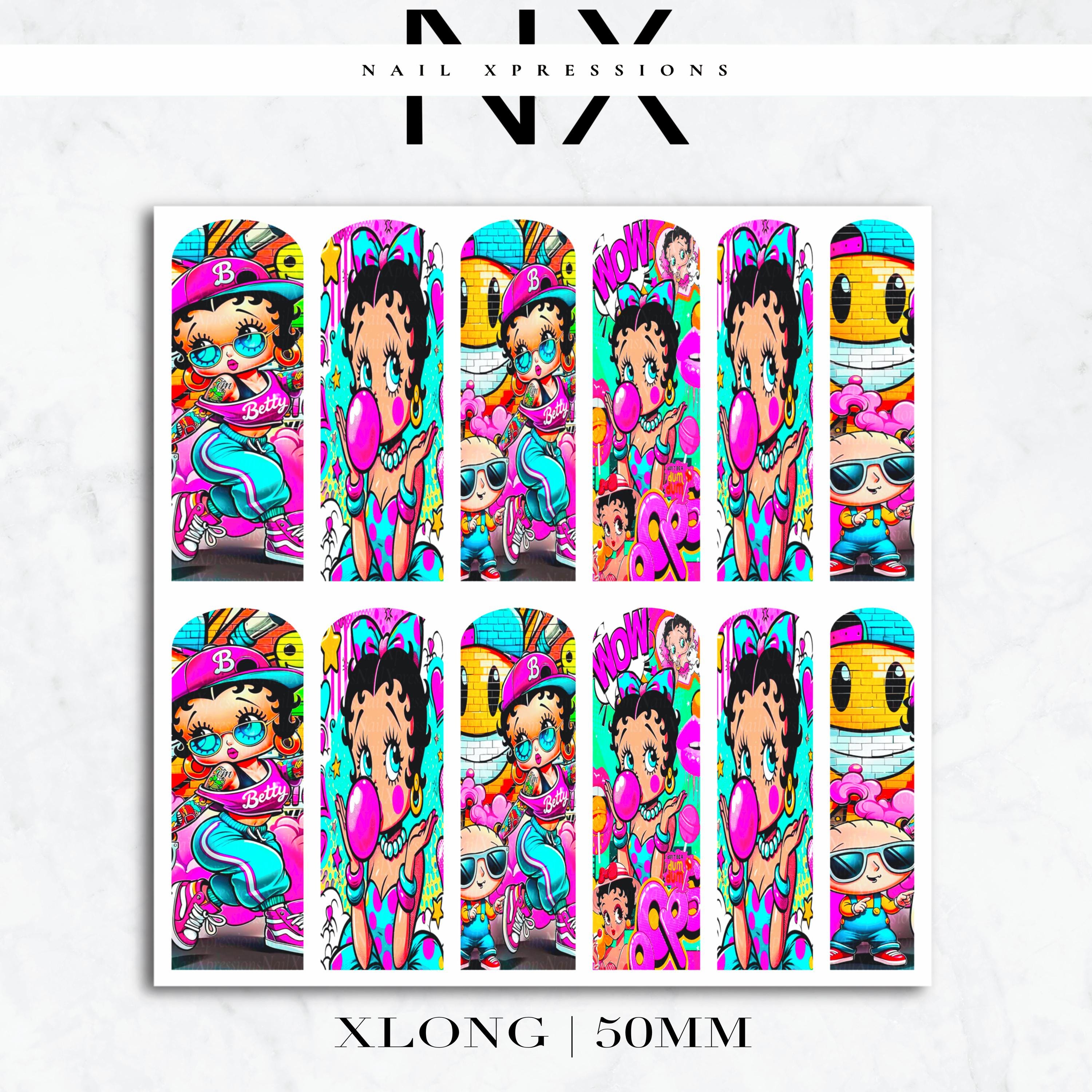 90’s Vibe Betty Nail Decals | Nail Art Water Transfer | Nail Wraps