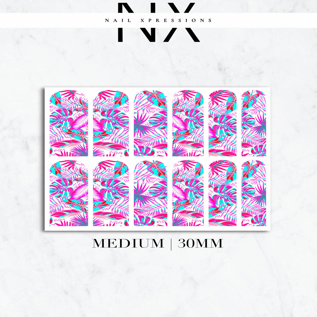 Pink Tropical Paradise Nail Decals | Nail Art Water Transfer | Nail Wraps