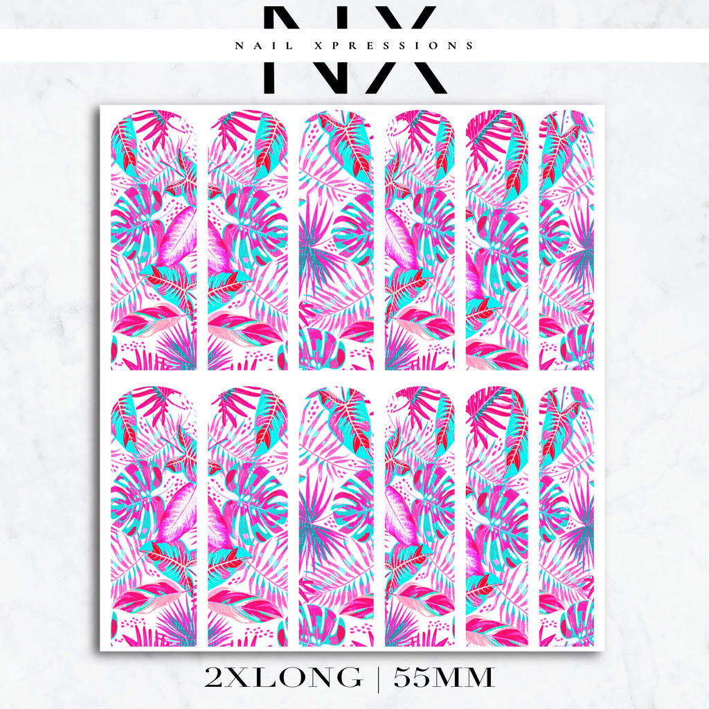 Pink Tropical Paradise Nail Decals | Nail Art Water Transfer | Nail Wraps