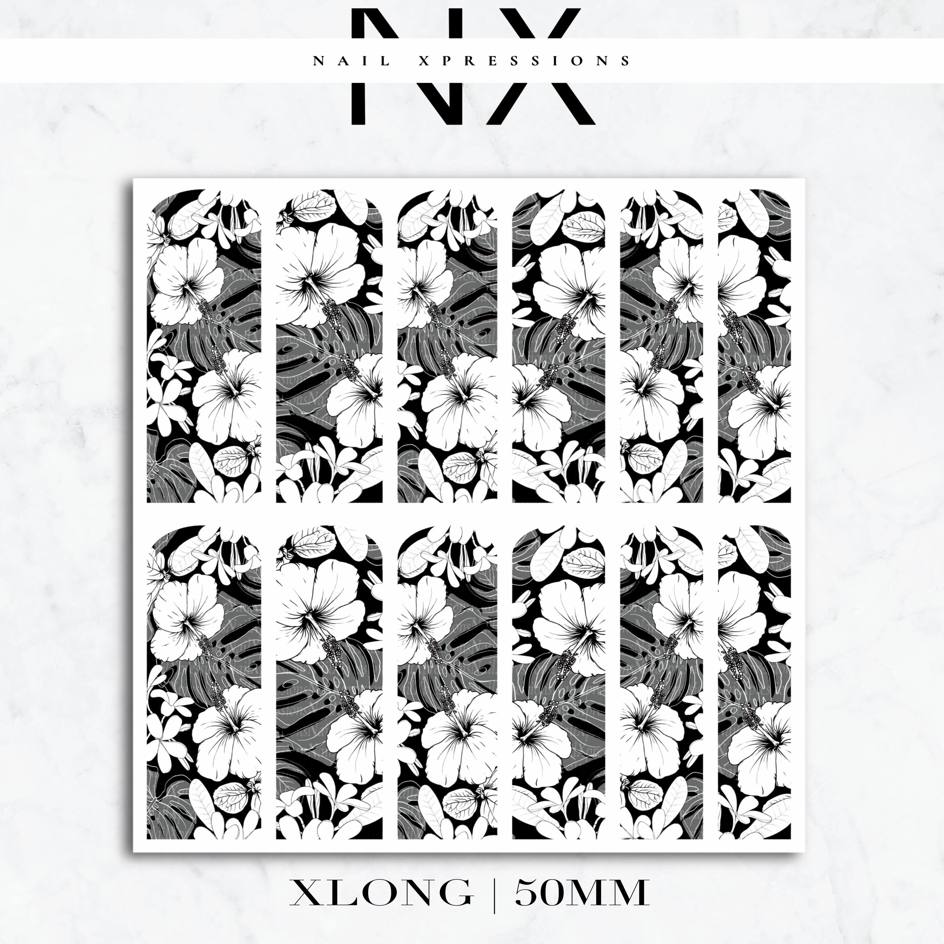 Monochrome Tropical Paradise Nail Decals | Nail Art Water Transfer | Nail Wraps