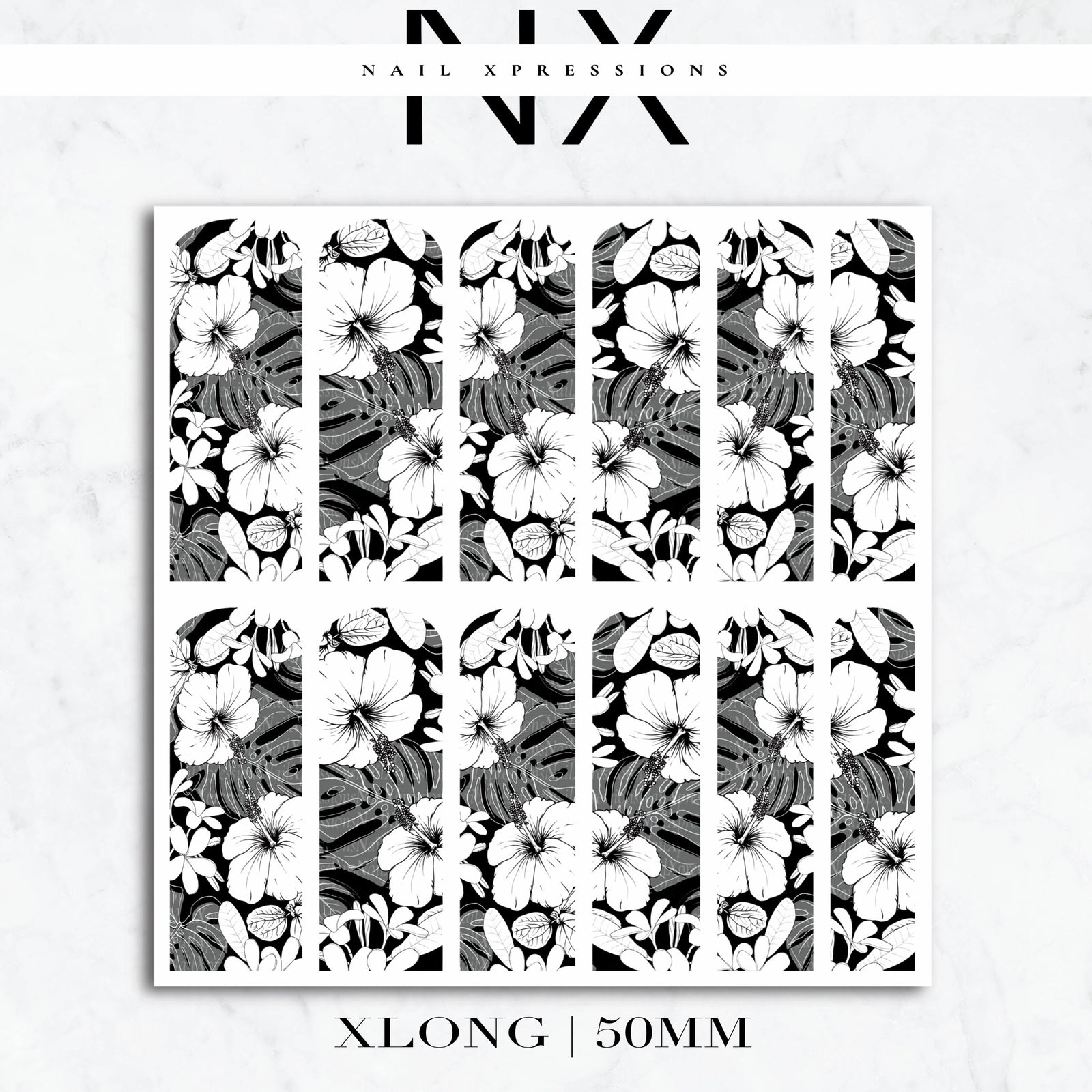 Monochrome Tropical Paradise Nail Decals | Nail Art Water Transfer | Nail Wraps