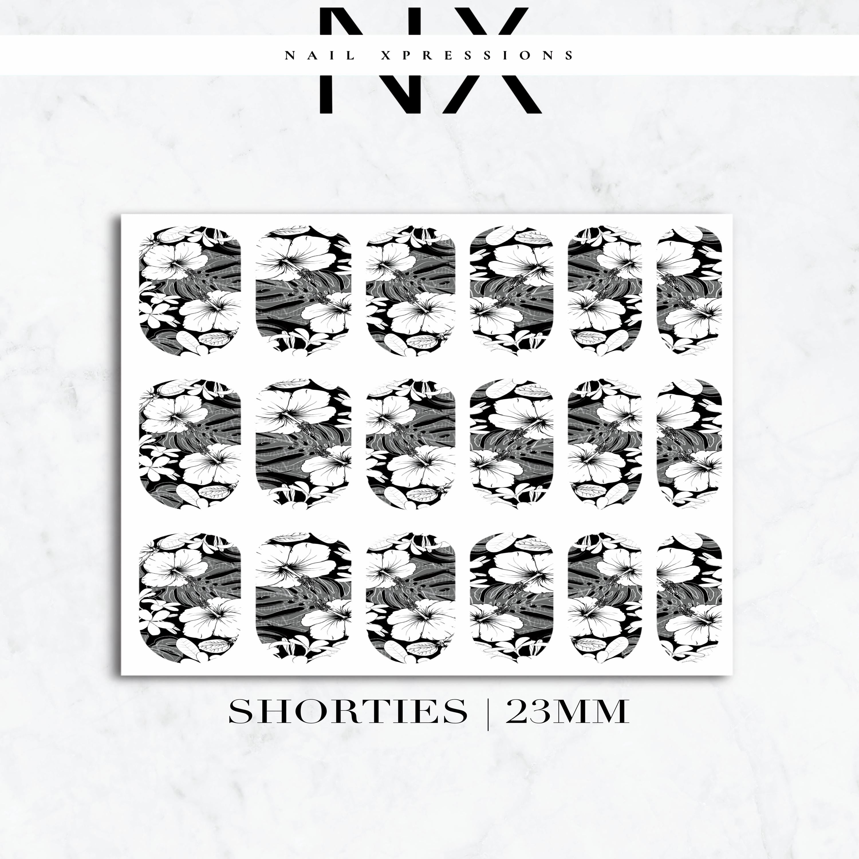Monochrome Tropical Paradise Nail Decals | Nail Art Water Transfer | Nail Wraps