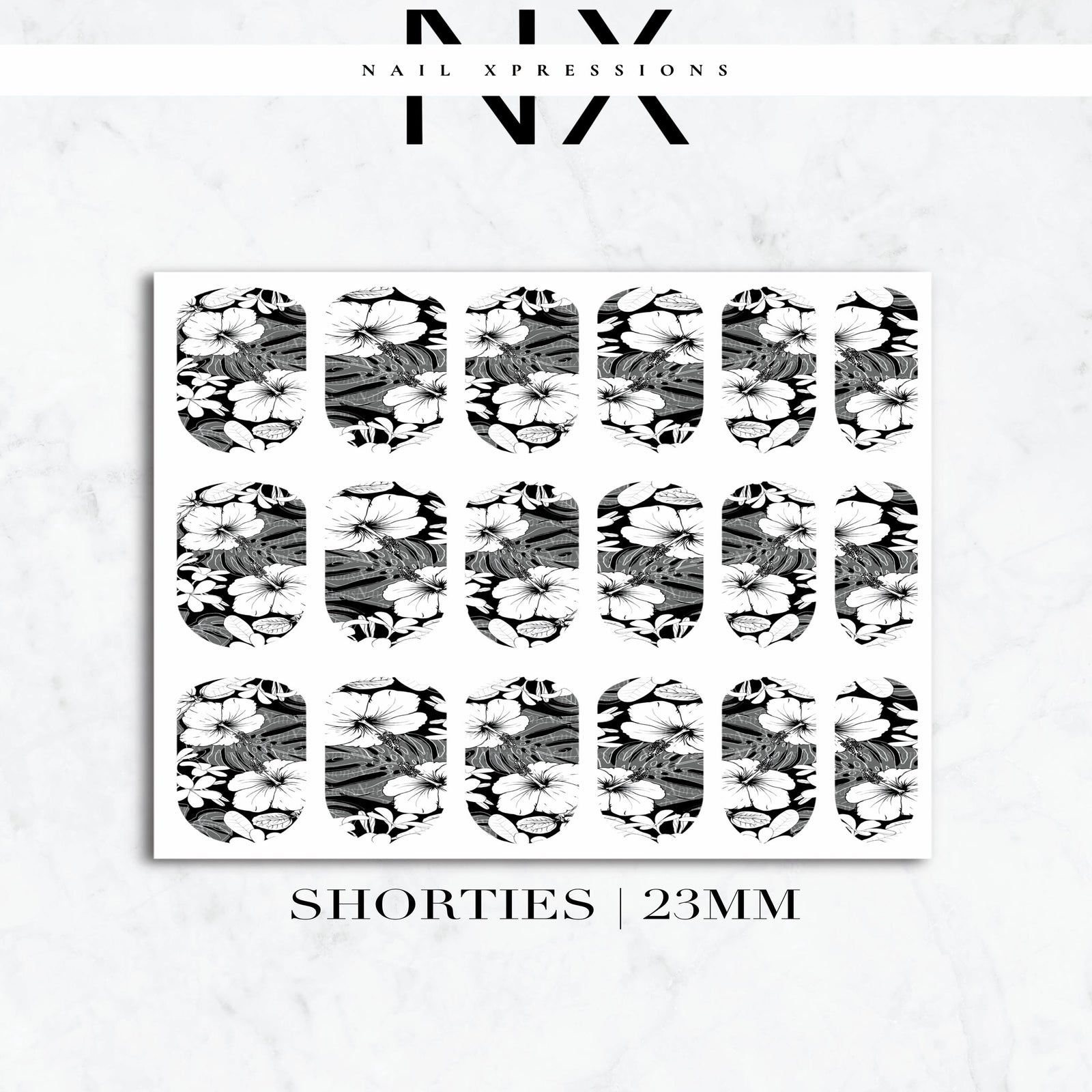 Monochrome Tropical Paradise Nail Decals | Nail Art Water Transfer | Nail Wraps