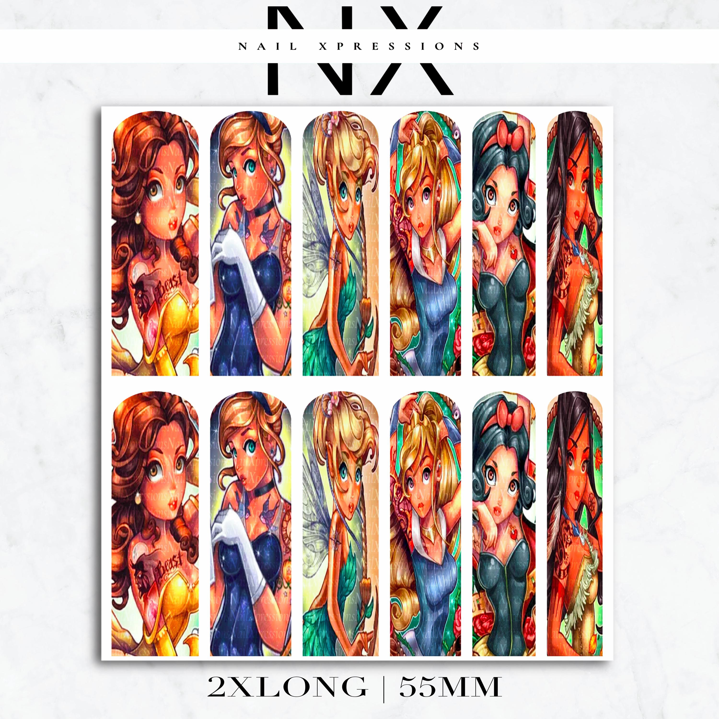 Rebel Princesses Tattooed Nail Decals | Nail Art Water Transfer | Nail Wraps