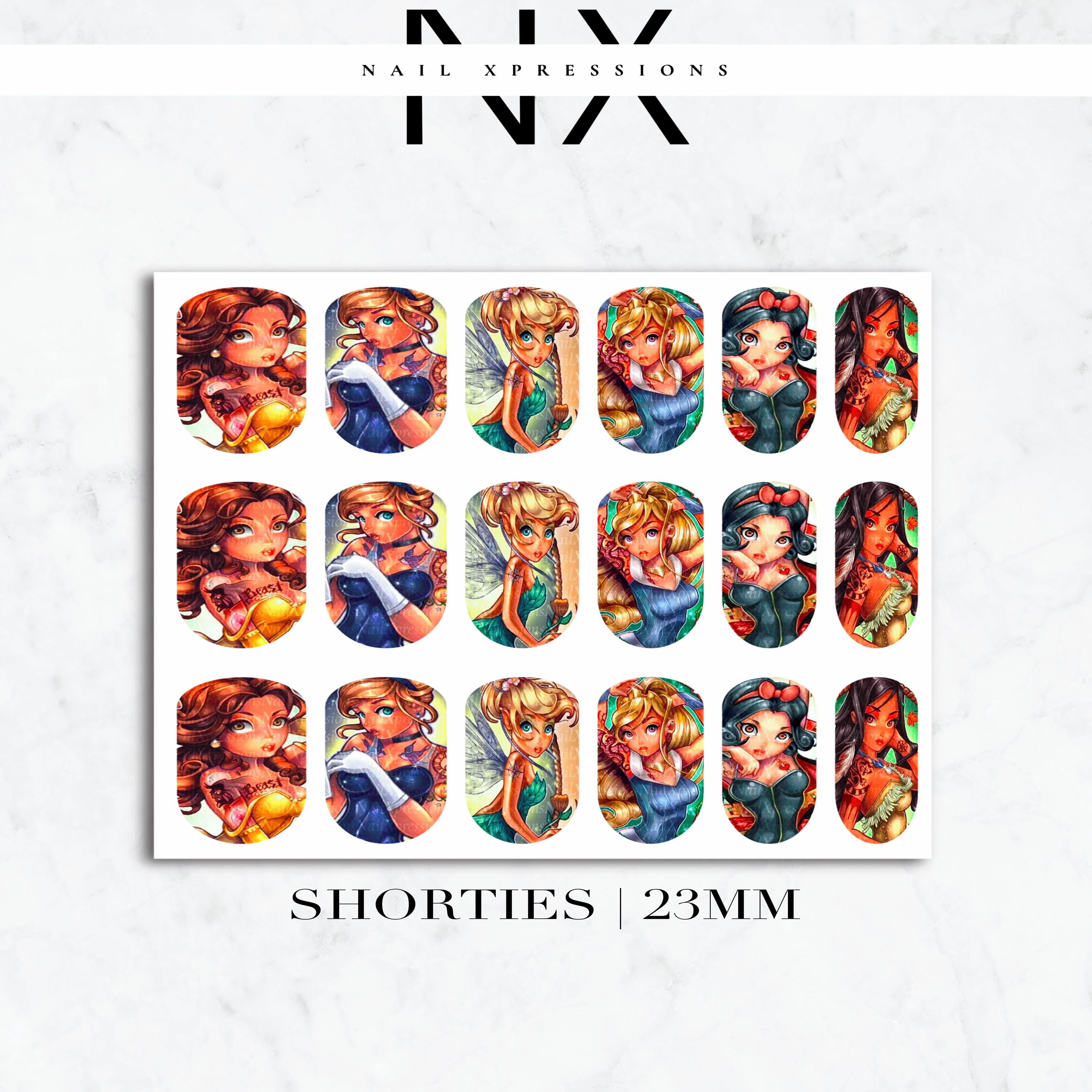 Rebel Princesses Tattooed Nail Decals | Nail Art Water Transfer | Nail Wraps