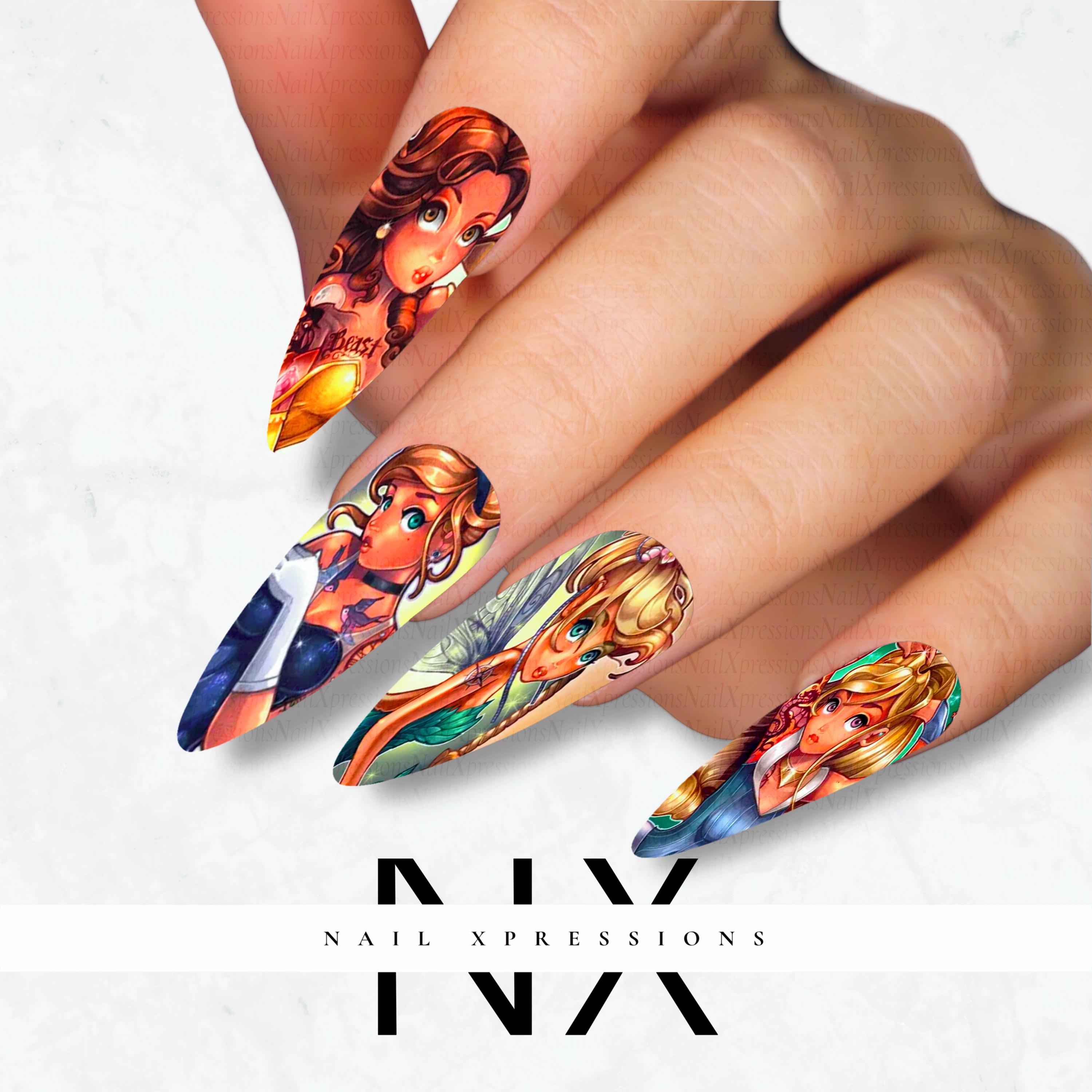 Tattoo Punk Princesses Nail Decals | Nail Art Water Transfer | Nail Wraps