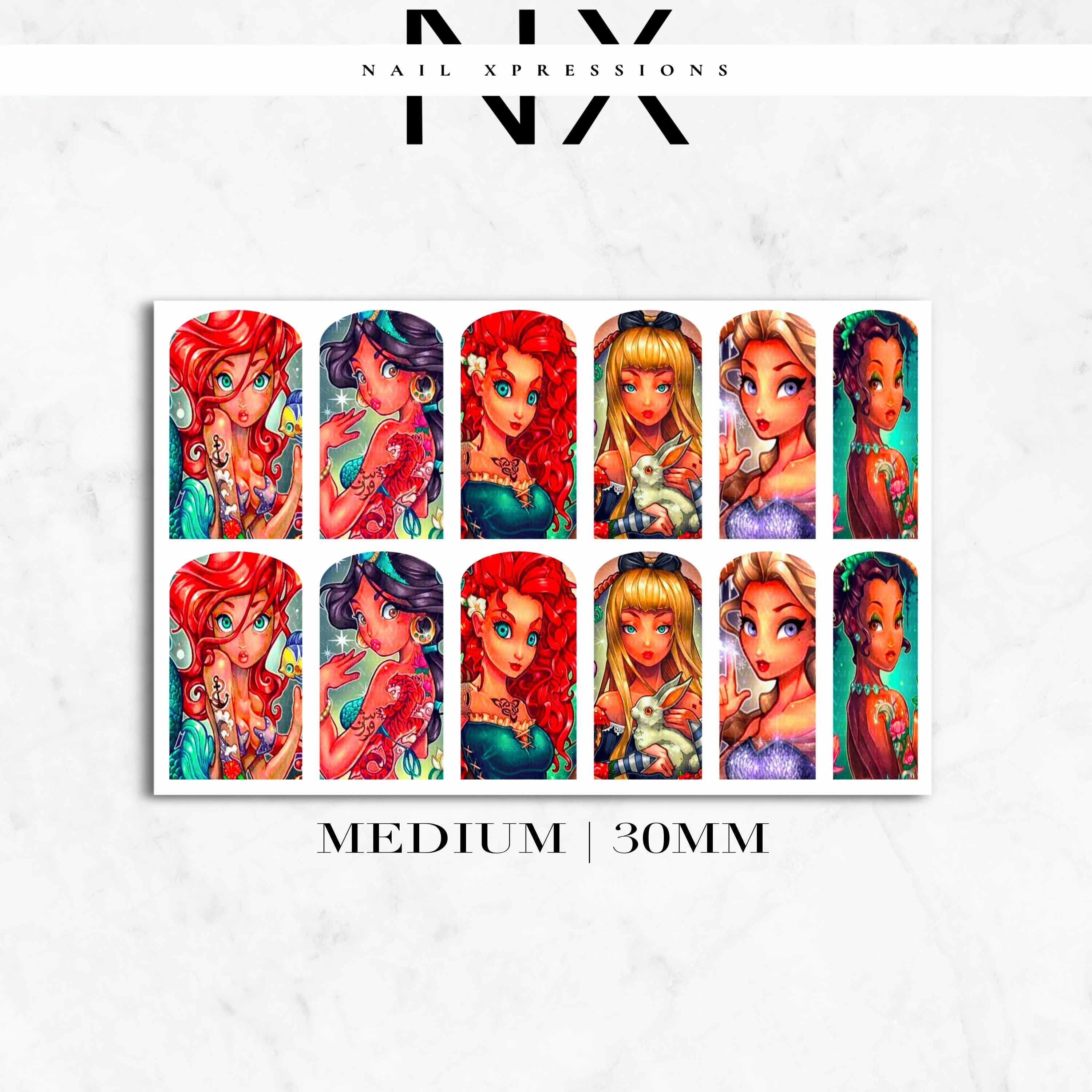 Rebel Princesses Tattooed Nail Decals | Nail Art Water Transfer | Nail Wraps