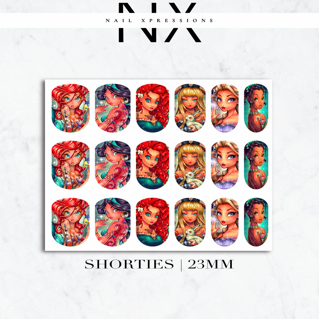 Rebel Princesses Tattooed Nail Decals | Nail Art Water Transfer | Nail Wraps