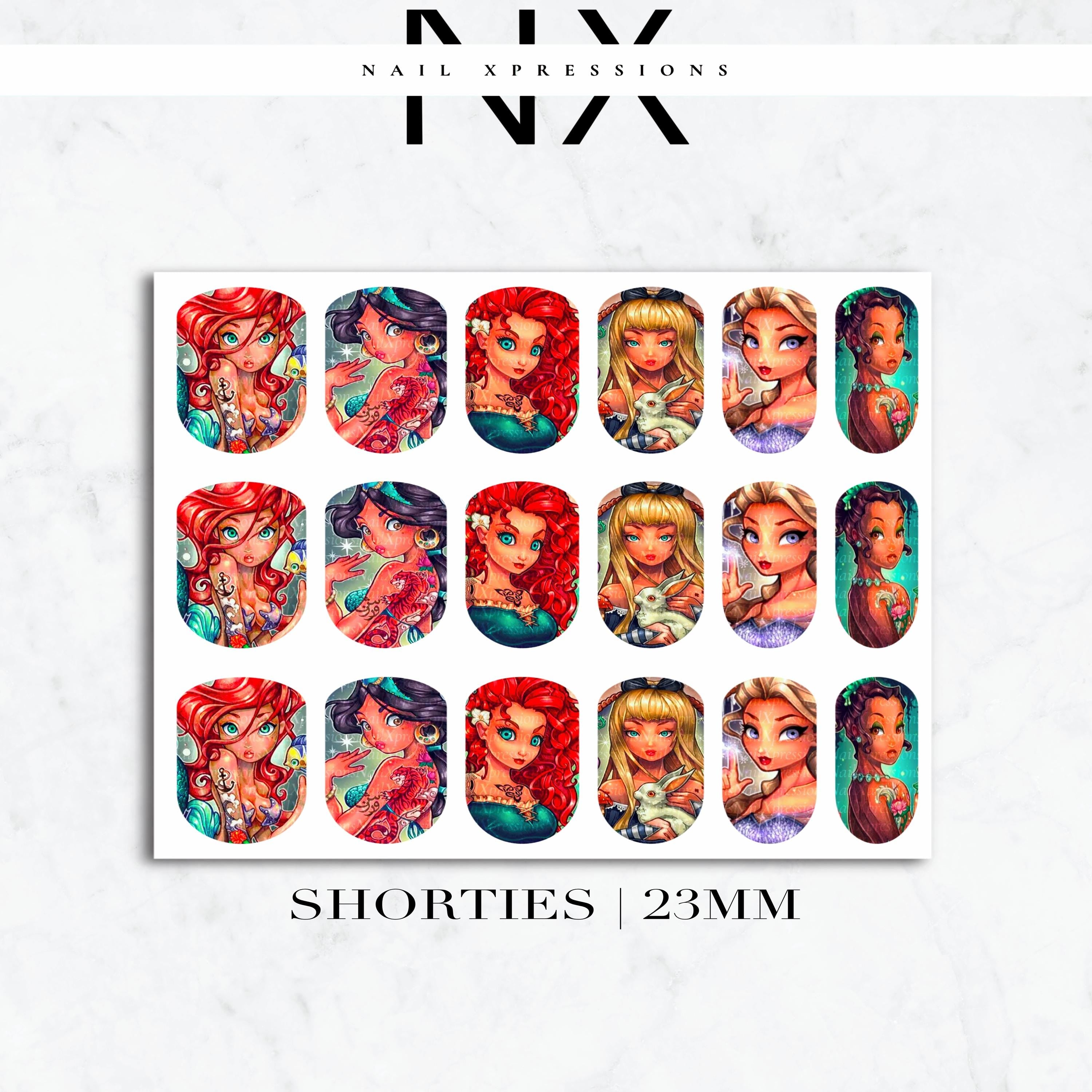 Rebel Princesses Tattooed Nail Decals | Nail Art Water Transfer | Nail Wraps