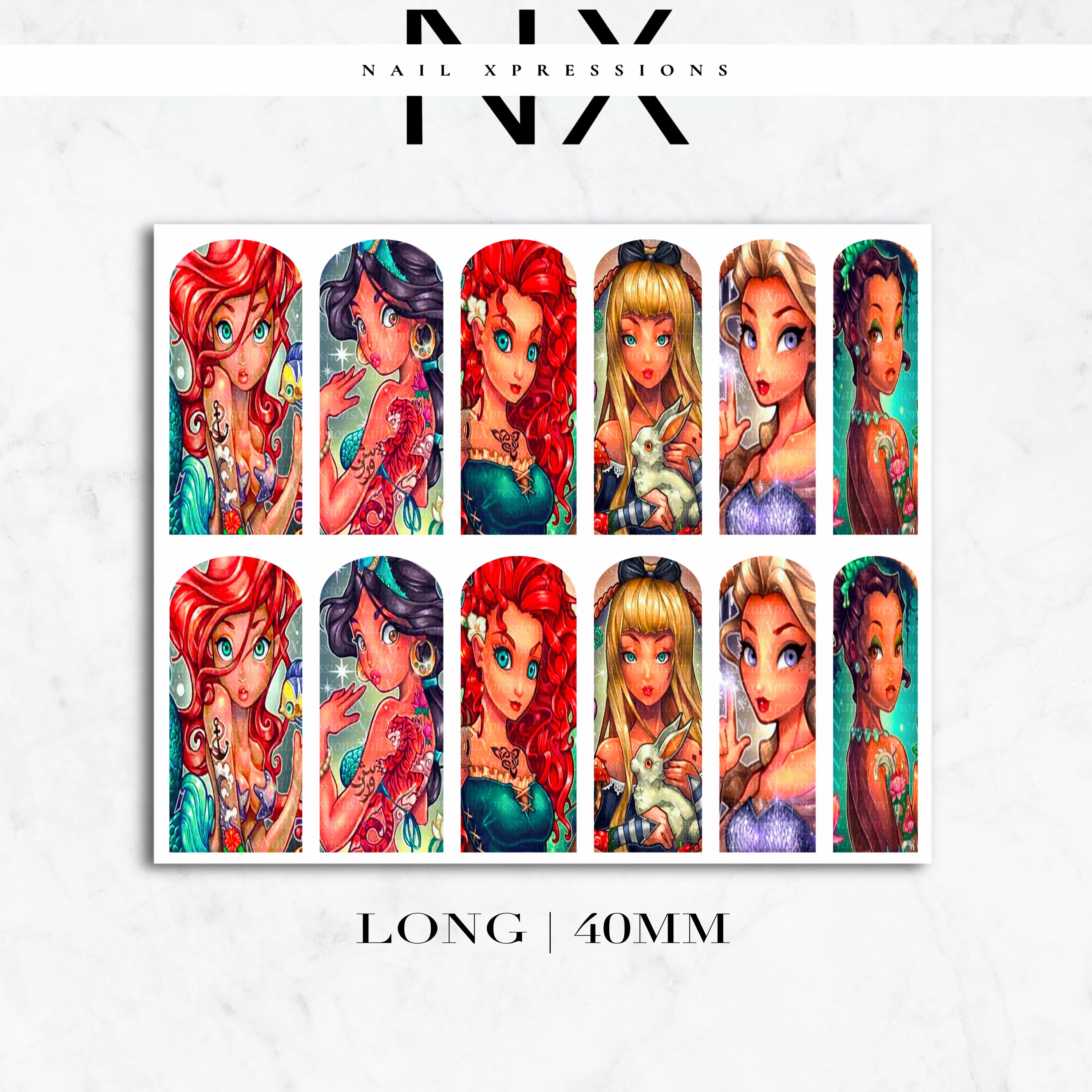 Rebel Princesses Tattooed Nail Decals | Nail Art Water Transfer | Nail Wraps