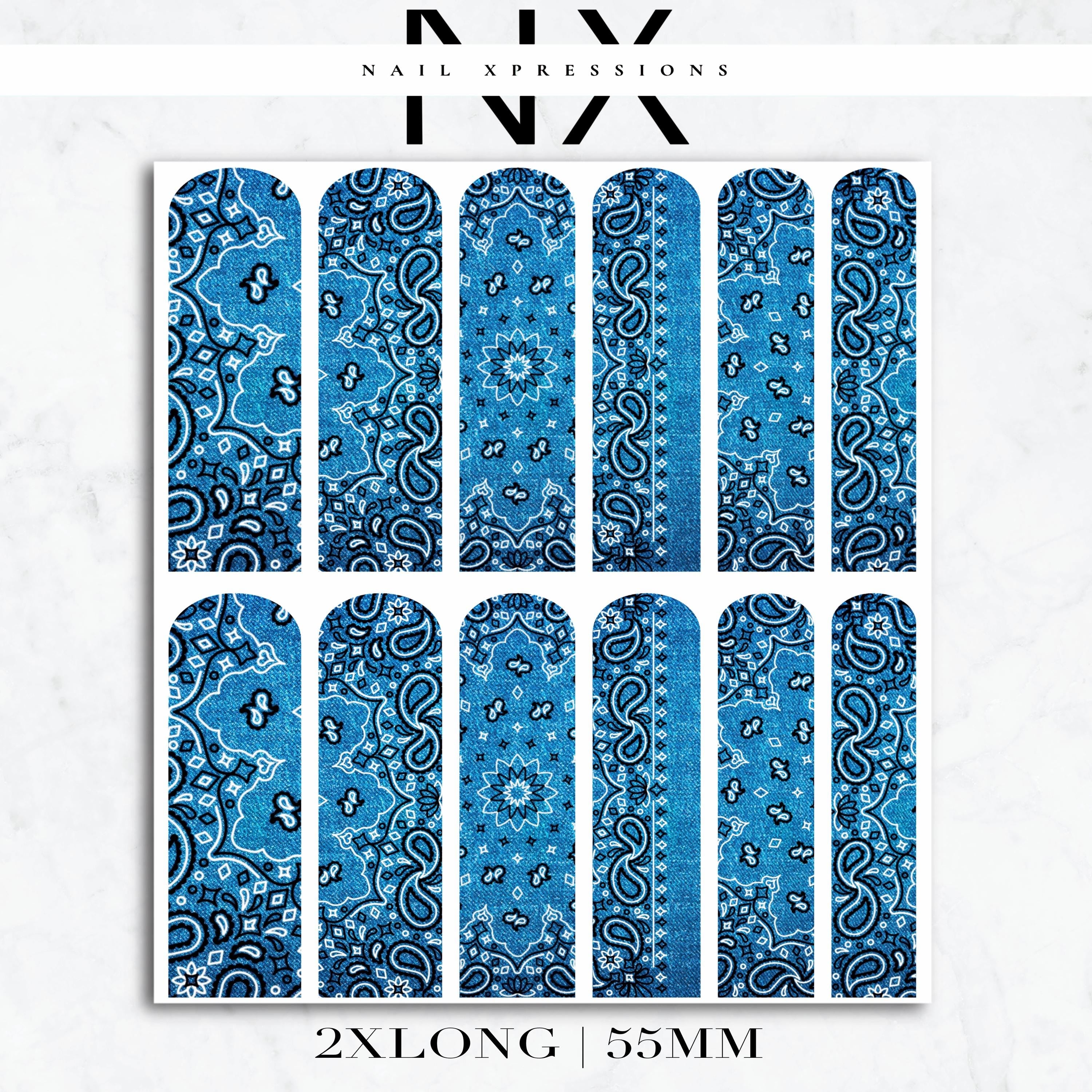 Jean Bandana Paisley Nail Decals | Nail Art Water Transfer | Nail Wraps