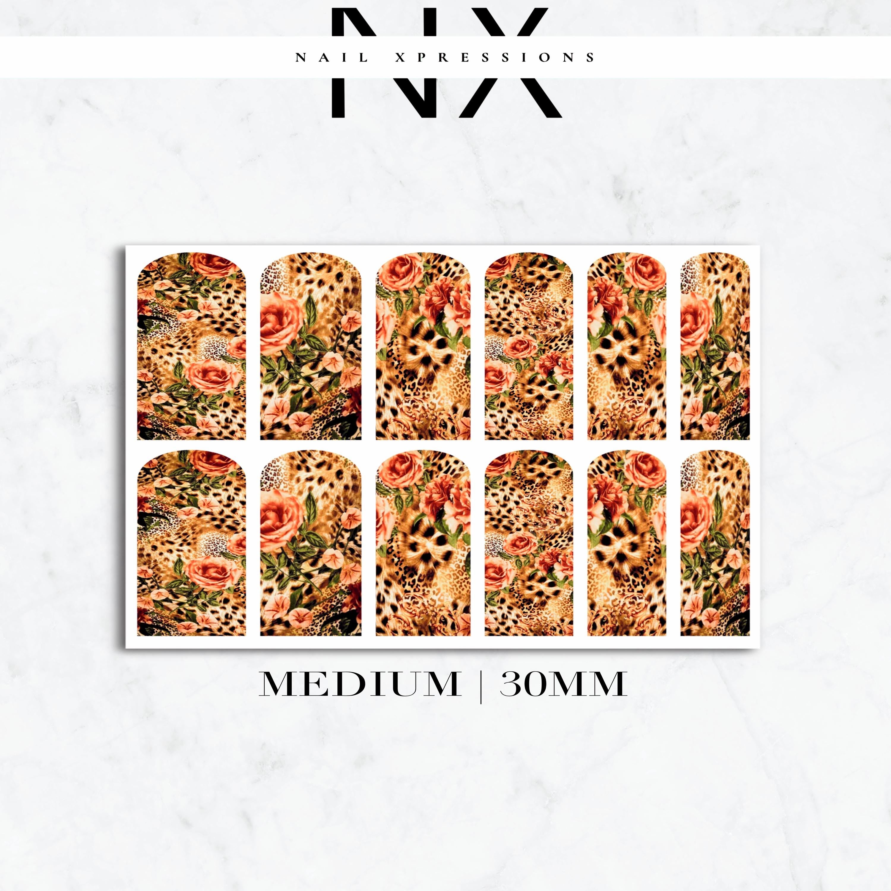 Safari Floral Print Nail Decals | Nail Art Water Transfer | Nail Wraps