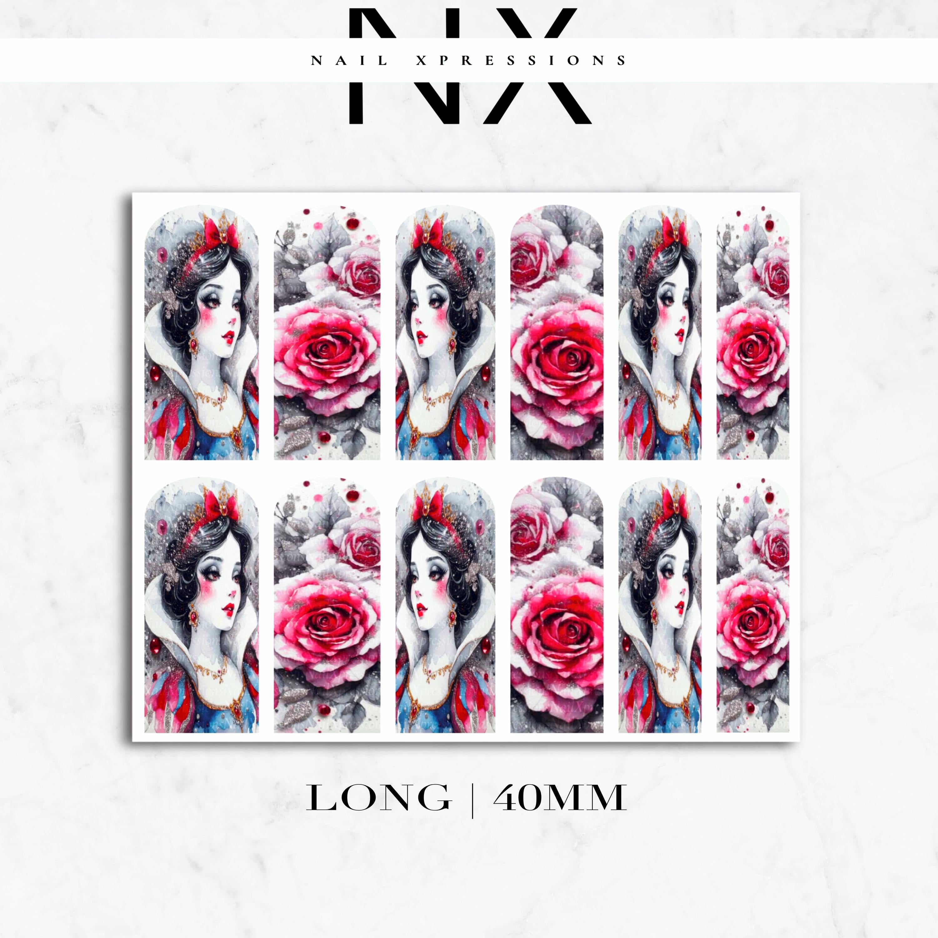 Snow Princess Nail Decals | Nail Art Water Transfer | Nail Wraps