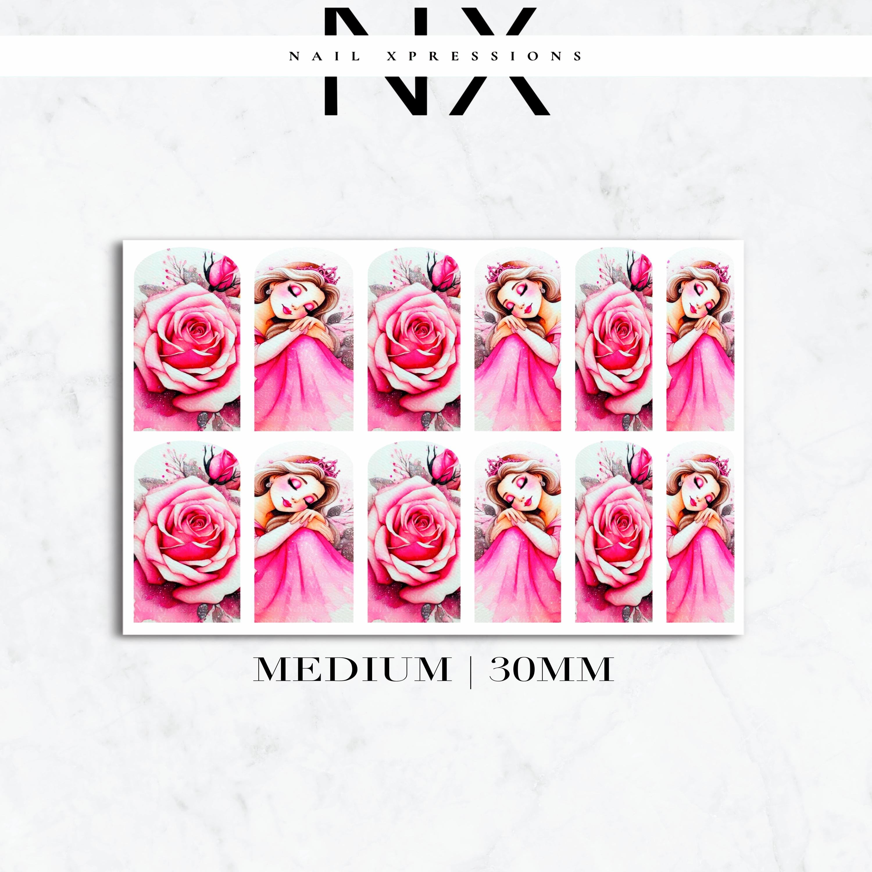 Pink Princess Nail Decals | Nail Art Water Transfer | Nail Wraps