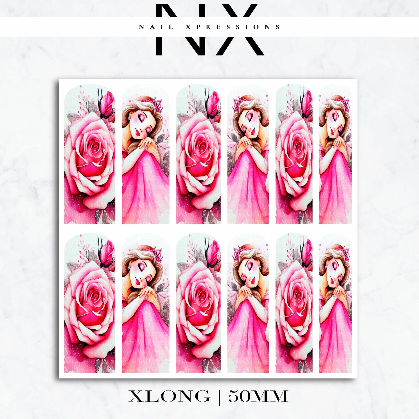 Pink Princess Nail Decals | Nail Art Water Transfer | Nail Wraps