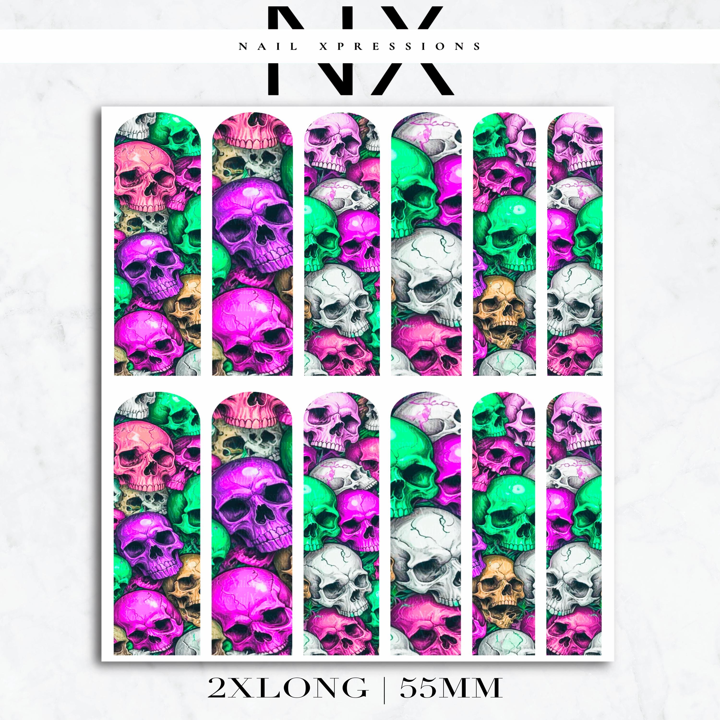 Skeleton Nail Decals | Nail Art Water Transfer | Nail Wraps