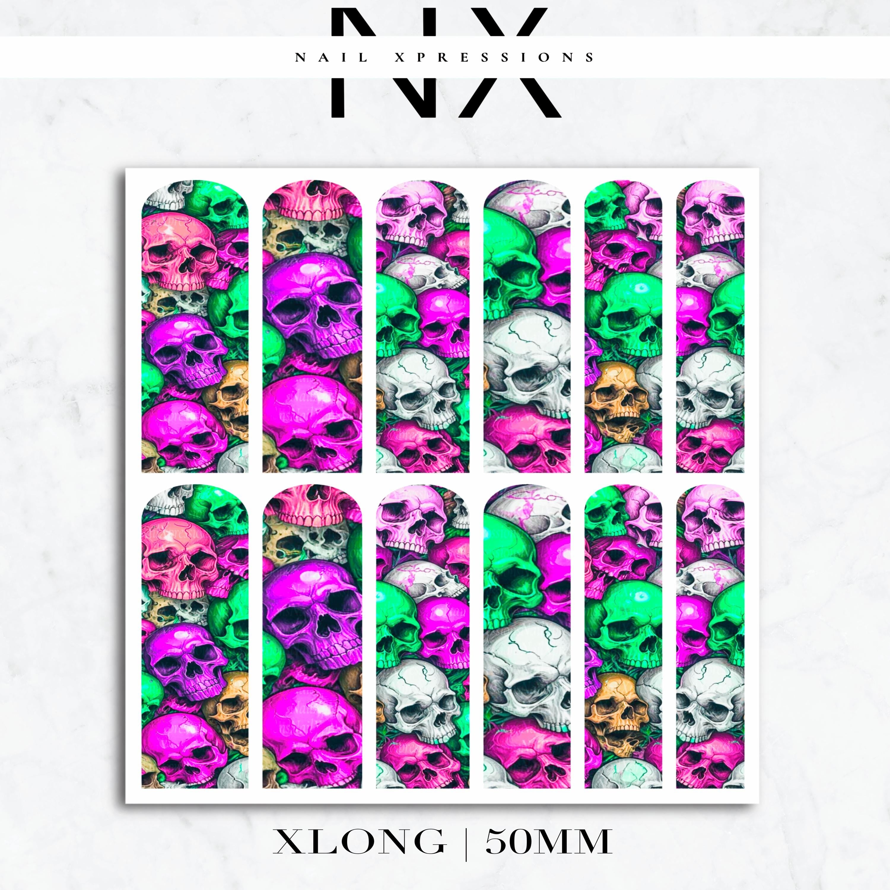 Skeleton Nail Decals | Nail Art Water Transfer | Nail Wraps