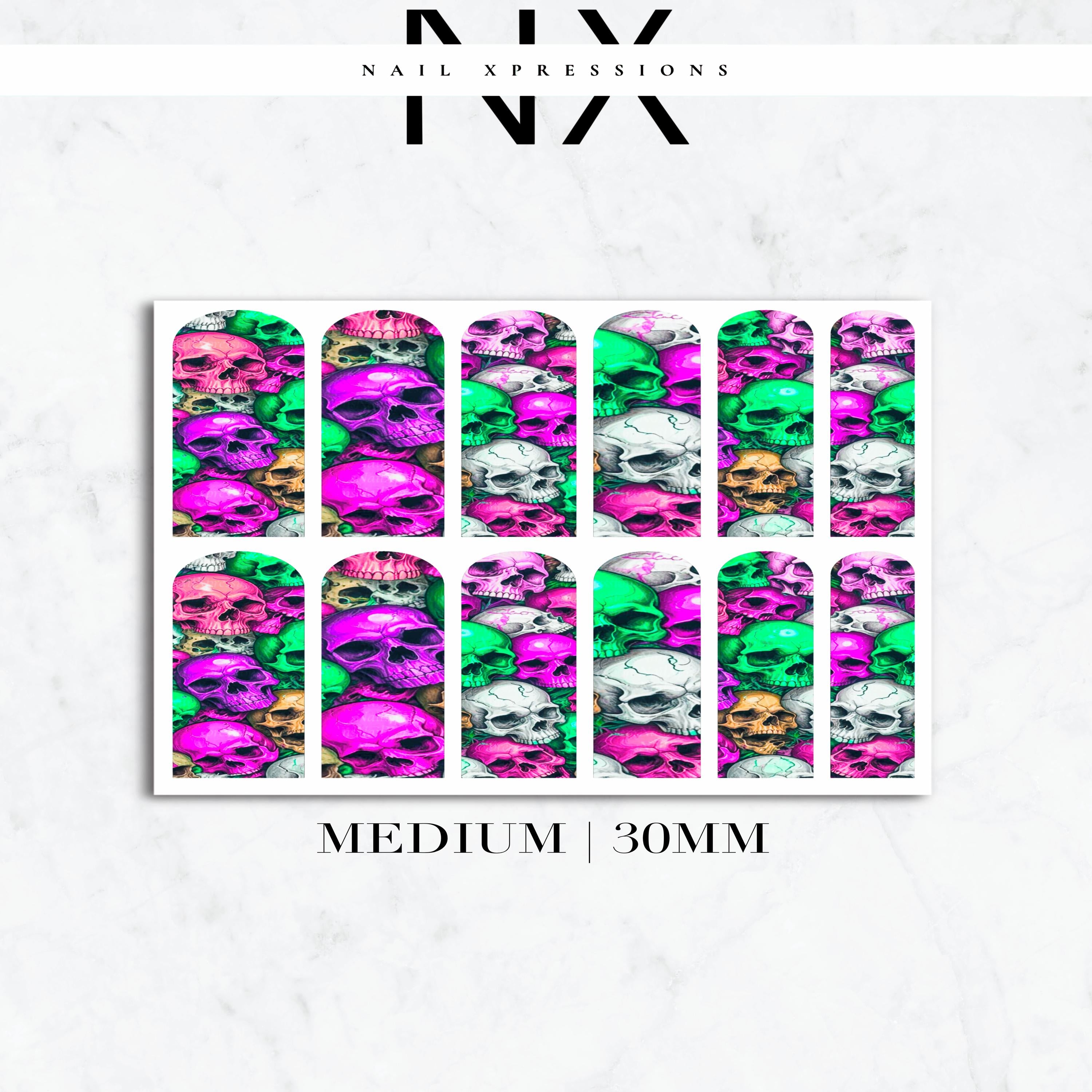 Skeleton Nail Decals | Nail Art Water Transfer | Nail Wraps