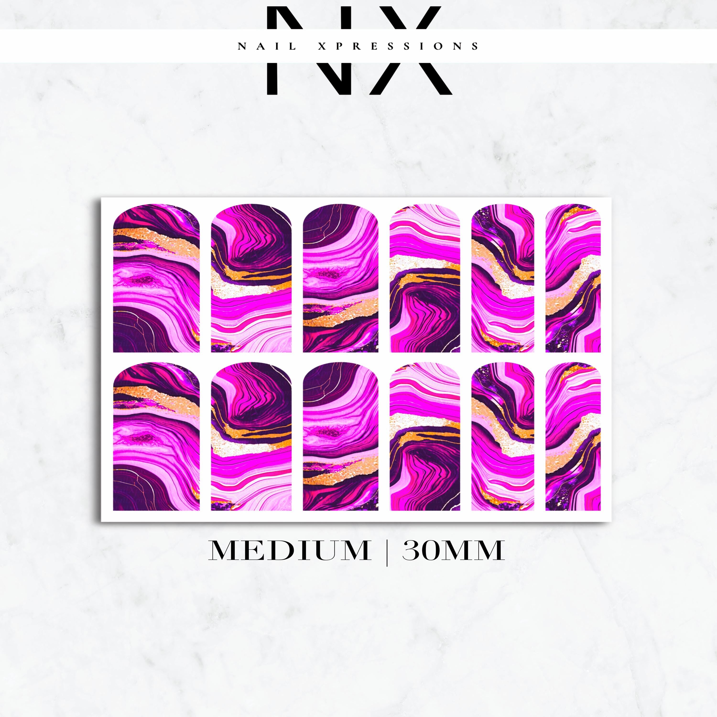 Pink Geode Crystals Nail Decals | Nail Art Water Transfer | Nail Wraps