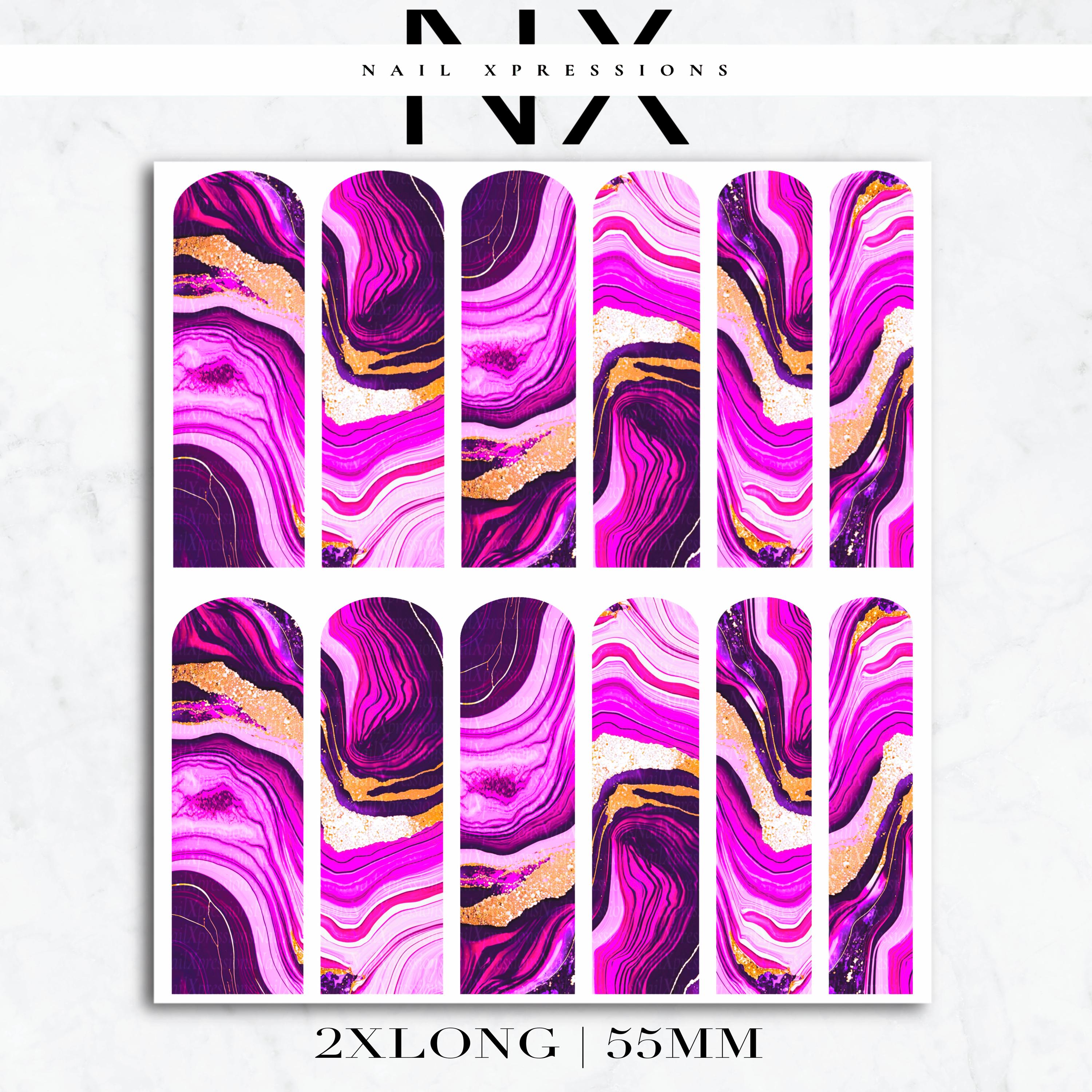 Pink Geode Crystals Nail Decals | Nail Art Water Transfer | Nail Wraps