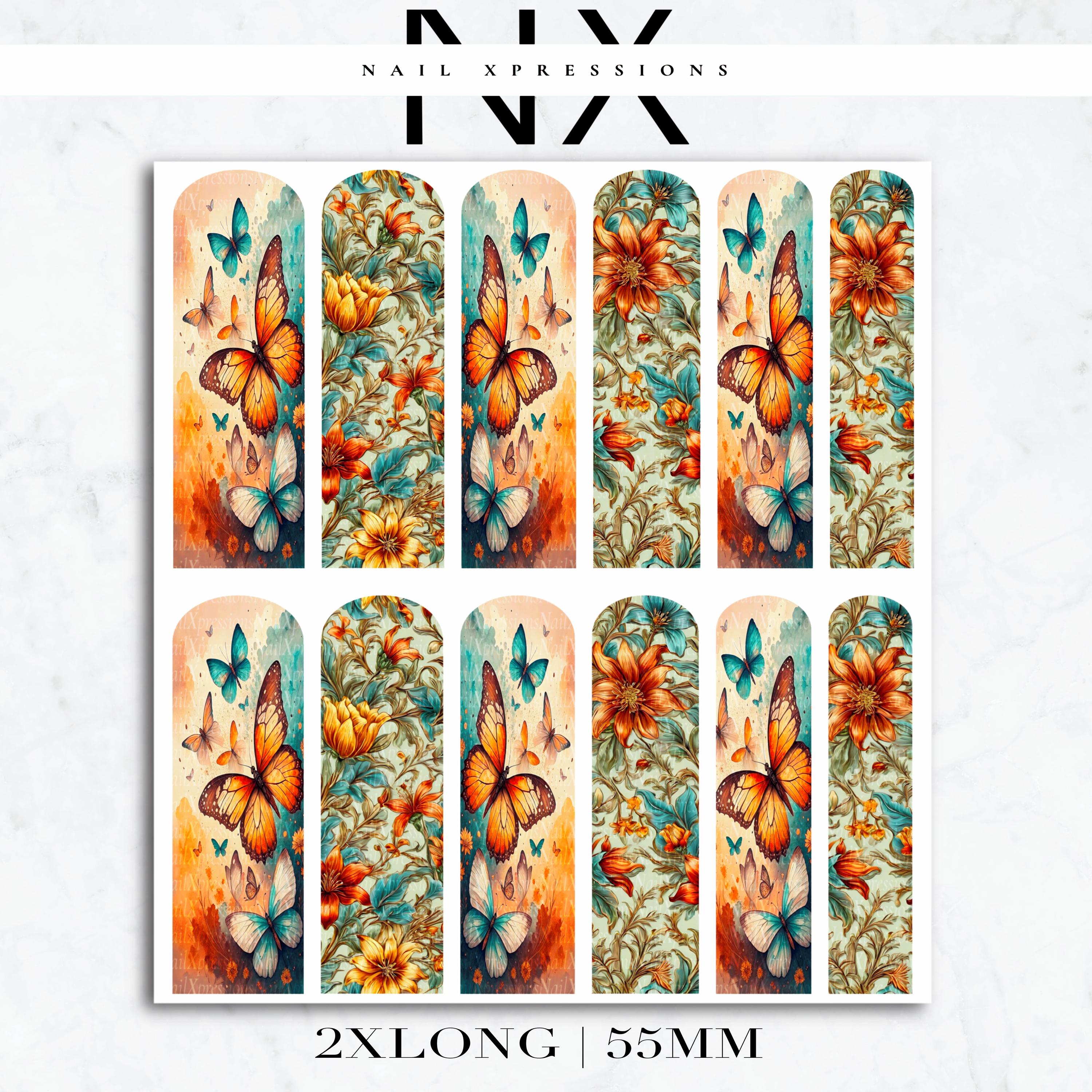 Floral Butterfly Nail Decals | Nail Art Water Transfer | Nail Wraps