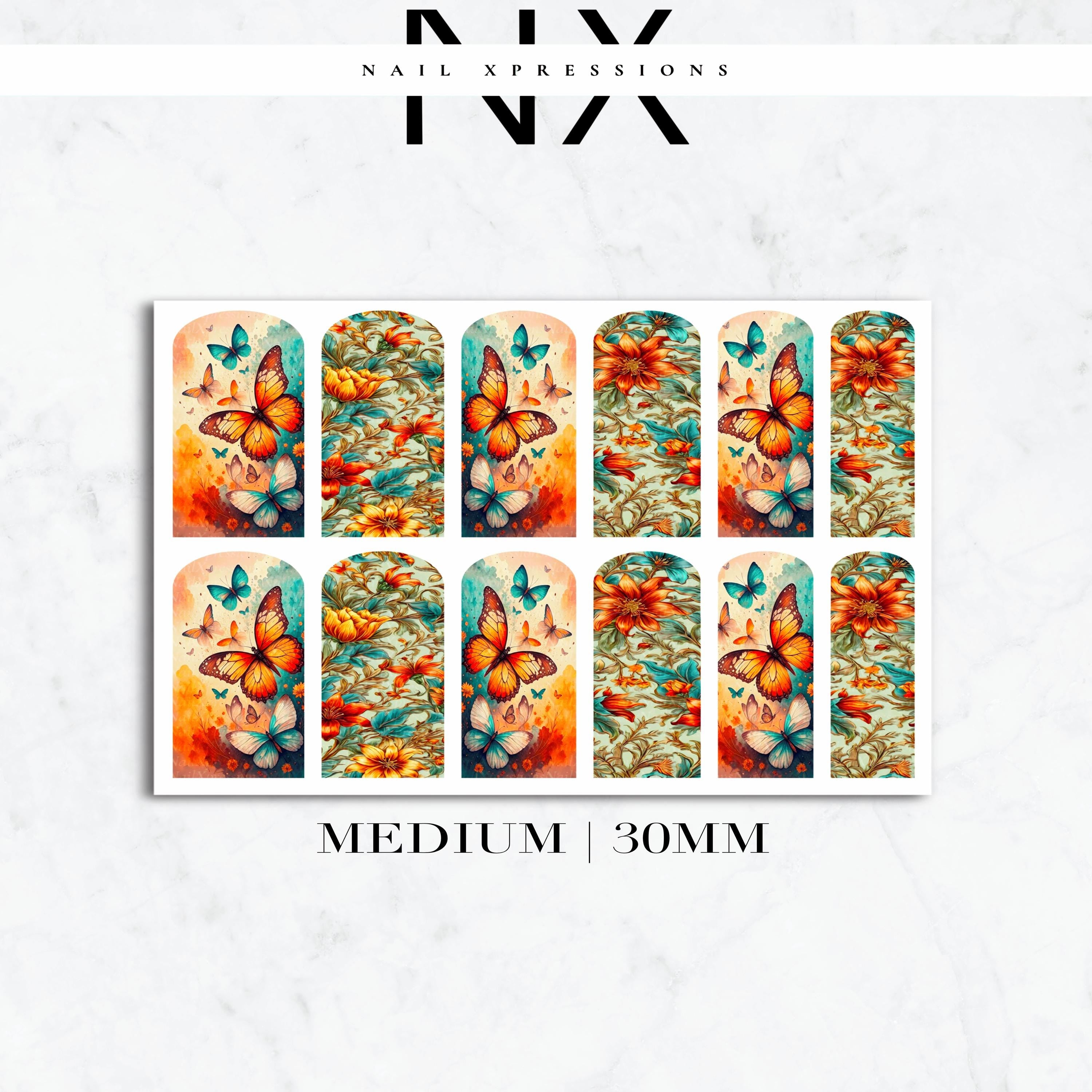 Floral Butterfly Nail Decals | Nail Art Water Transfer | Nail Wraps