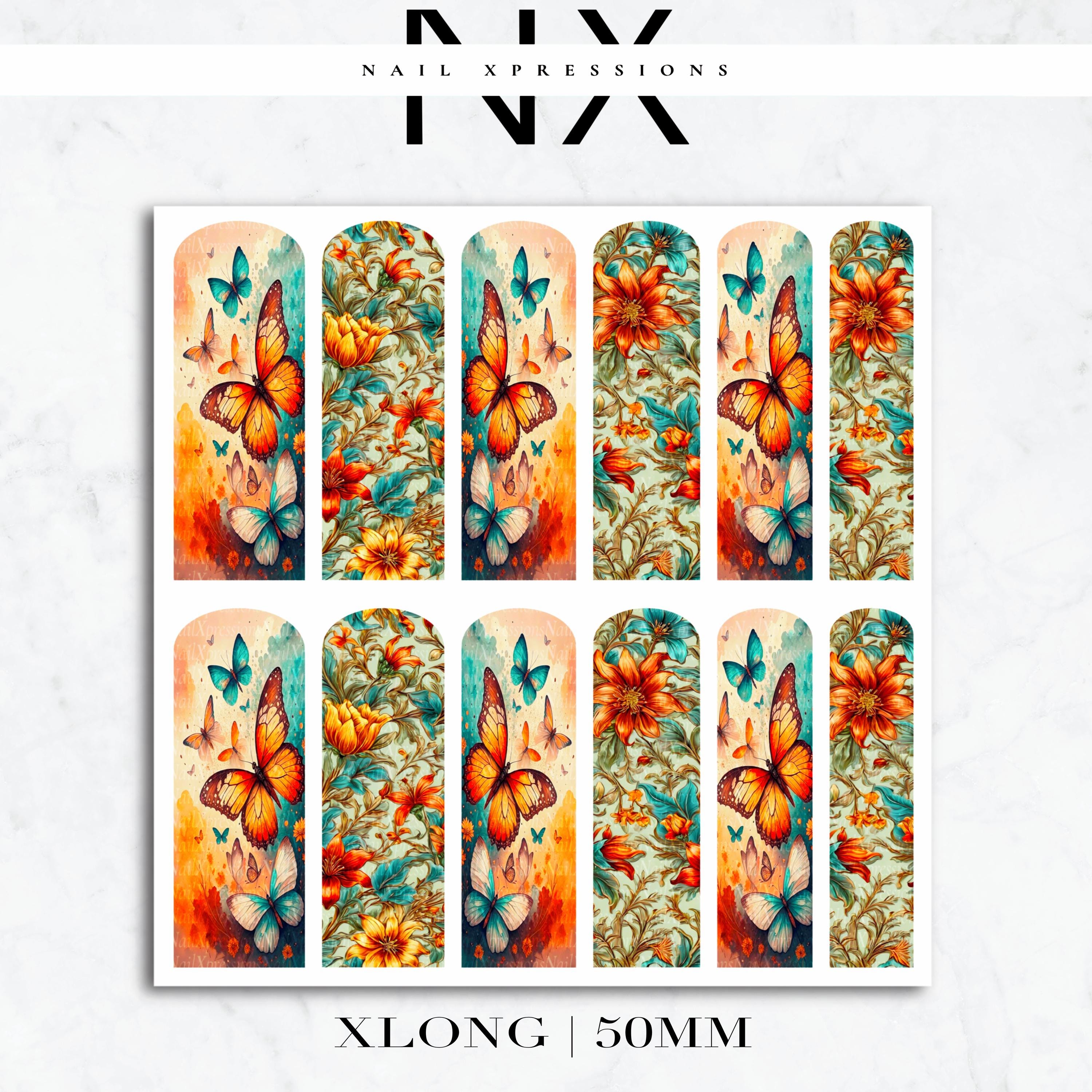 Floral Butterfly Nail Decals | Nail Art Water Transfer | Nail Wraps