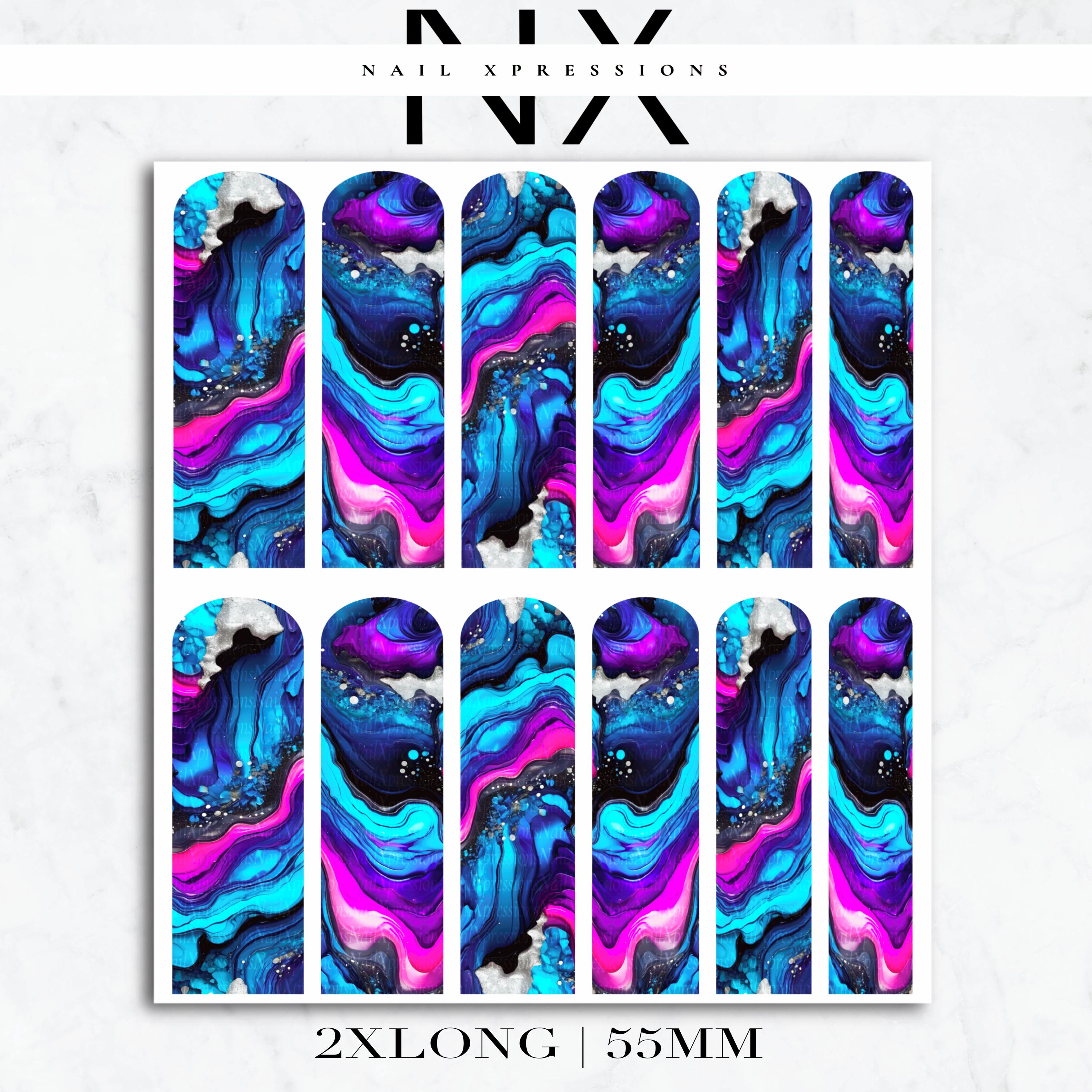 Pink and Blue Geode Crystal Nail Decals | Nail Art Water Transfer | Nail Wraps