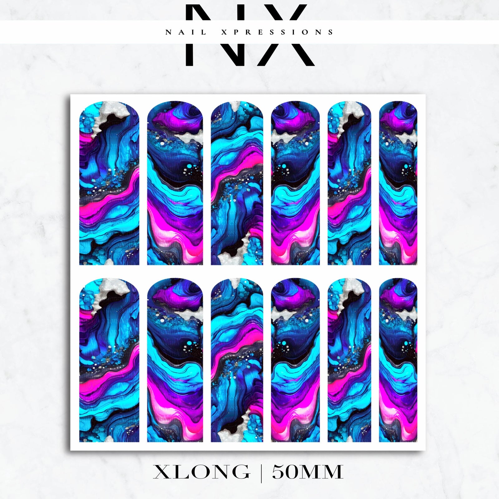 Pink and Blue Geode Crystal Nail Decals | Nail Art Water Transfer | Nail Wraps