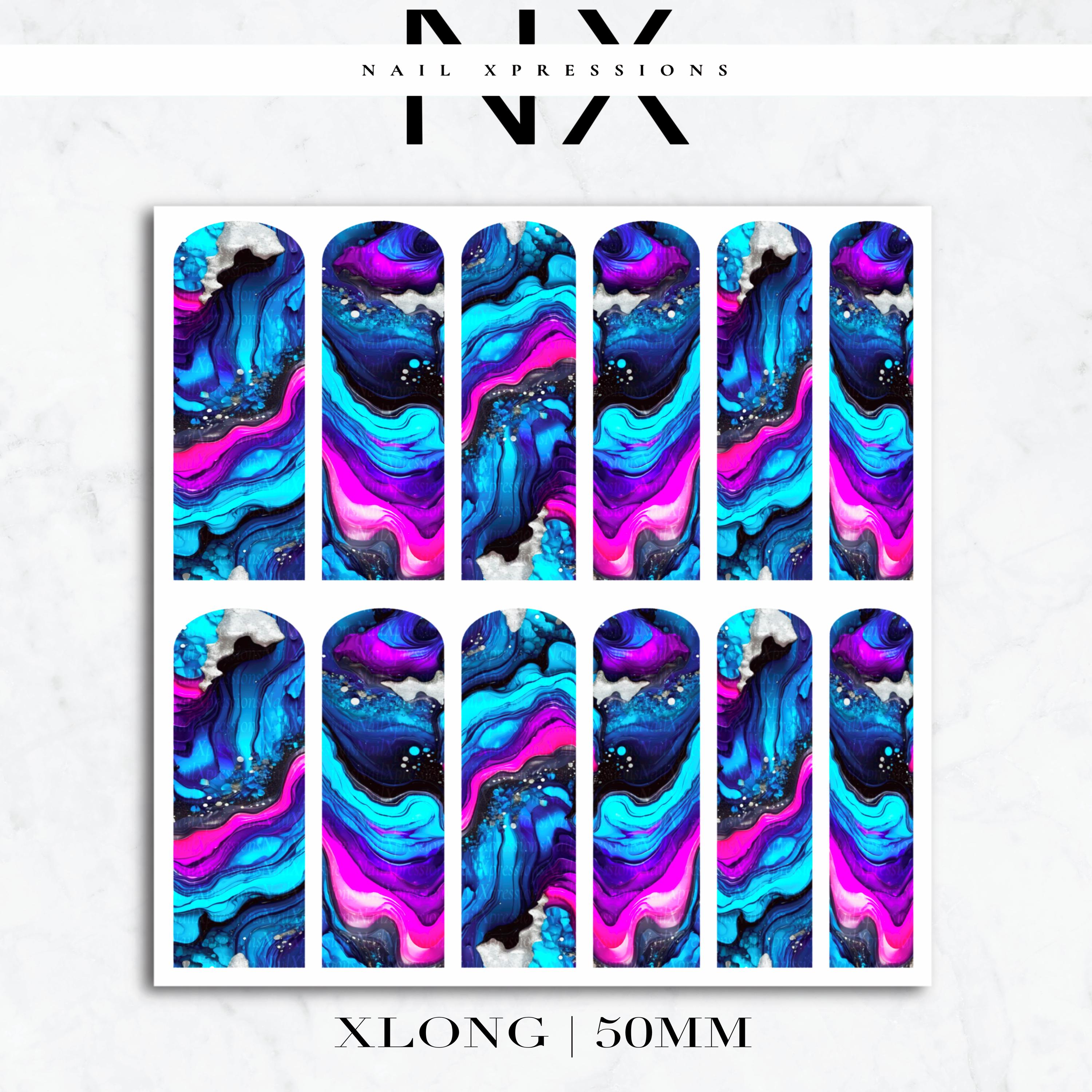 Pink and Blue Geode Crystal Nail Decals | Nail Art Water Transfer | Nail Wraps