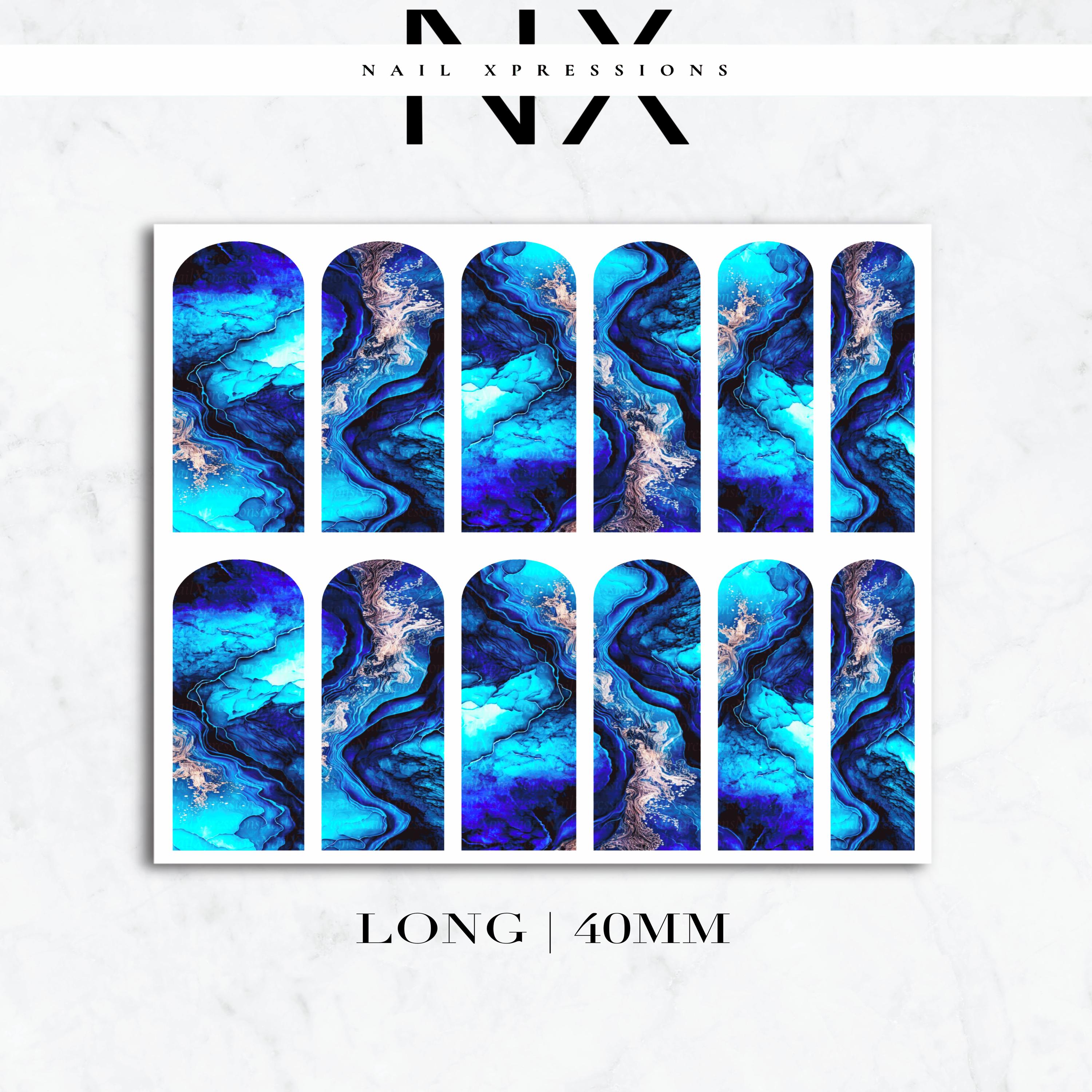 Blue Geode Crystals Nail Decals | Nail Art Water Transfer | Nail Wraps